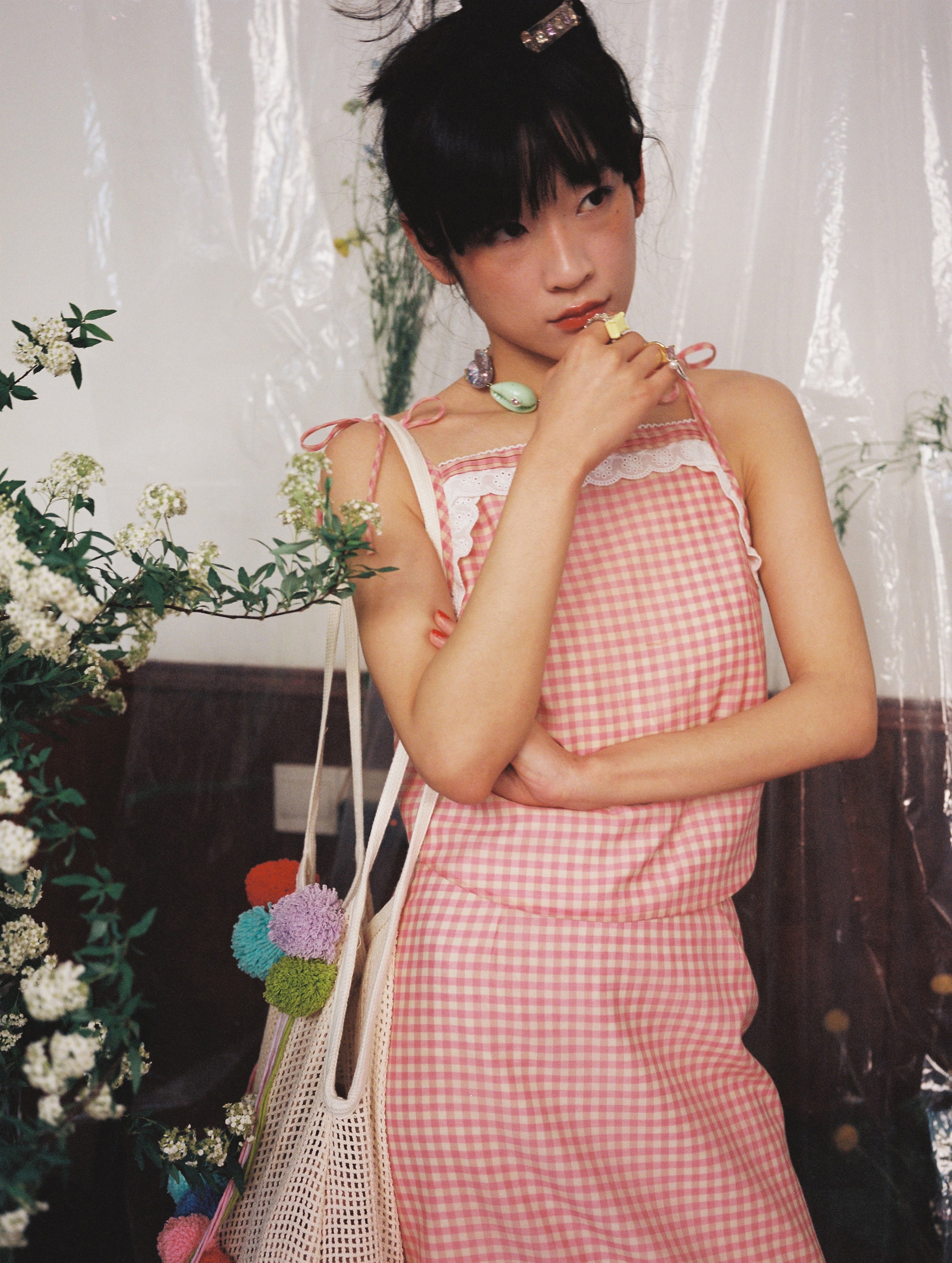 Fishnet Pompom Bag