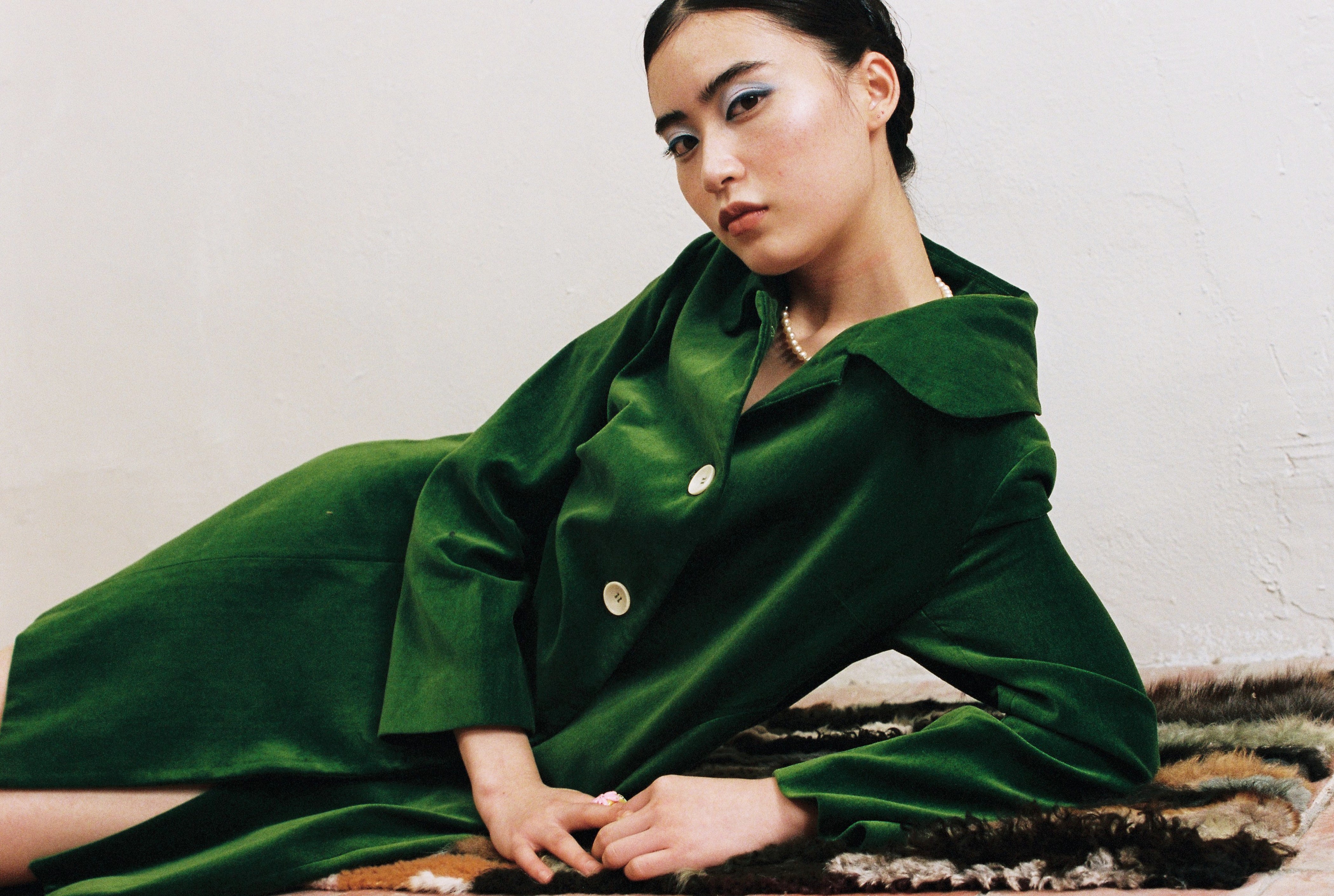 Peter Pan Collar Coat - Green