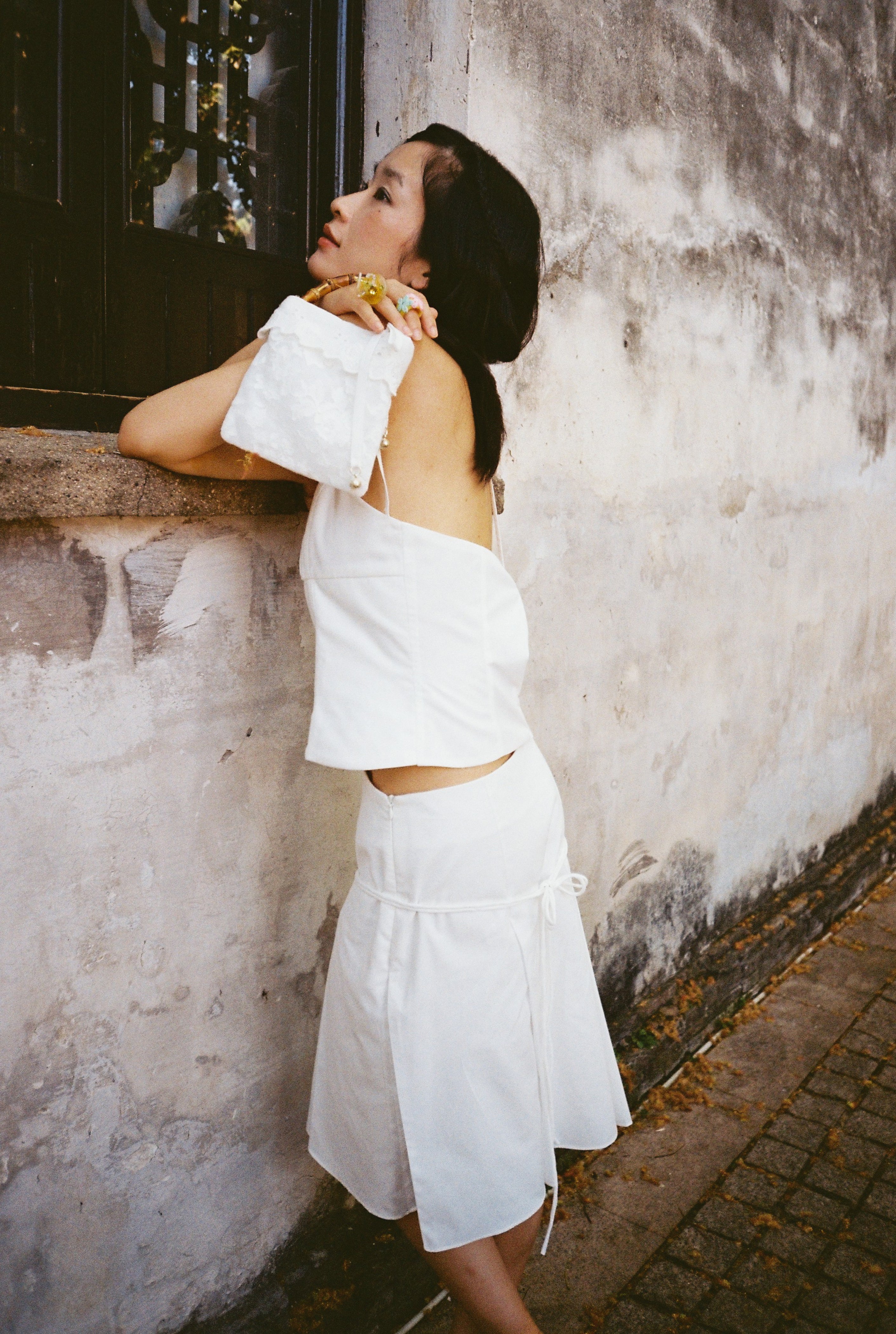 Oriental Halter Top-White