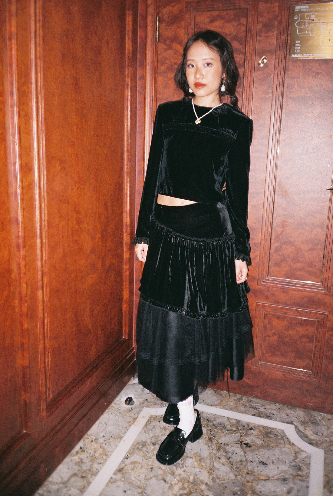 Multi-layered Skirt - Black Velvet