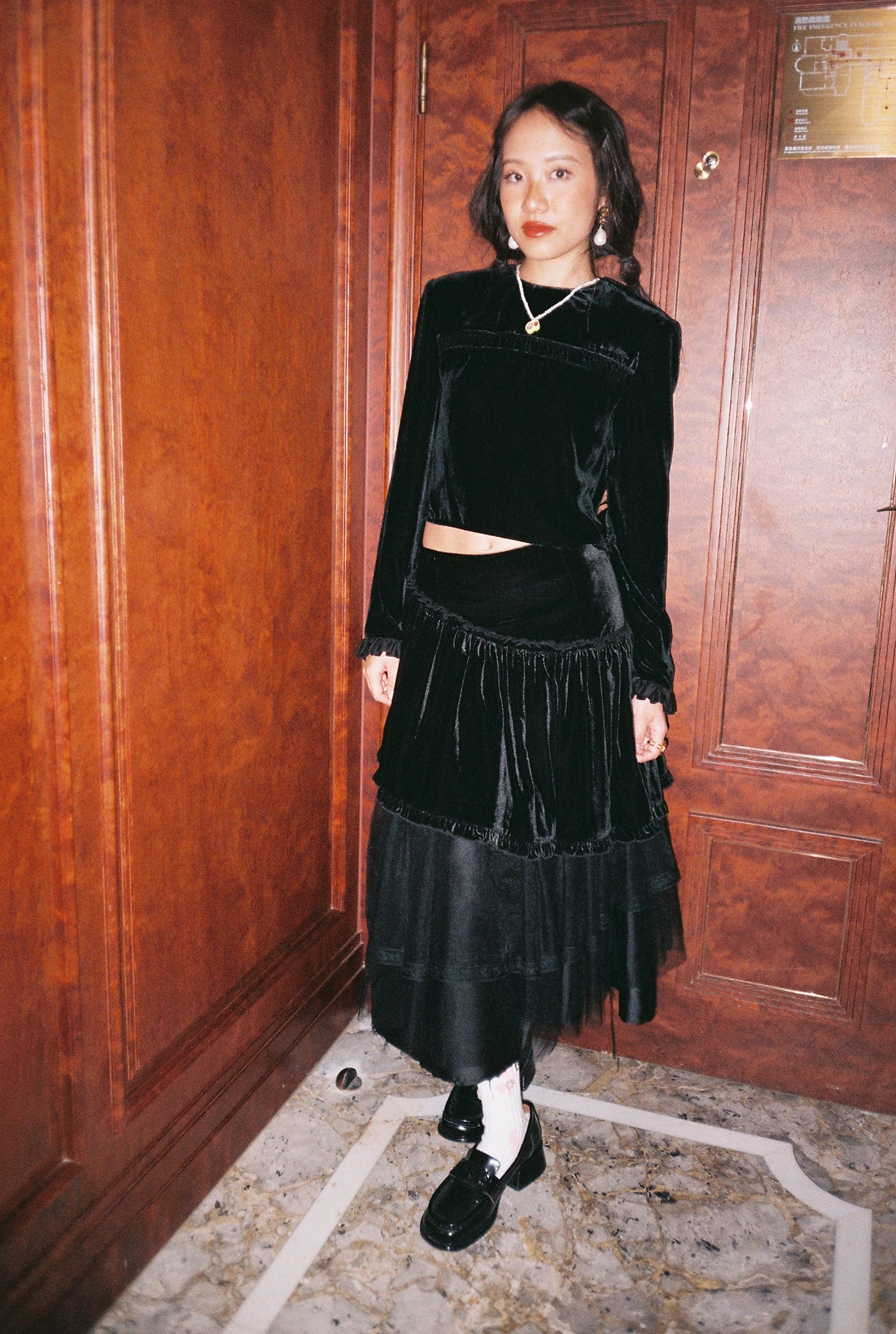 Multi-layered Skirt - Black Velvet