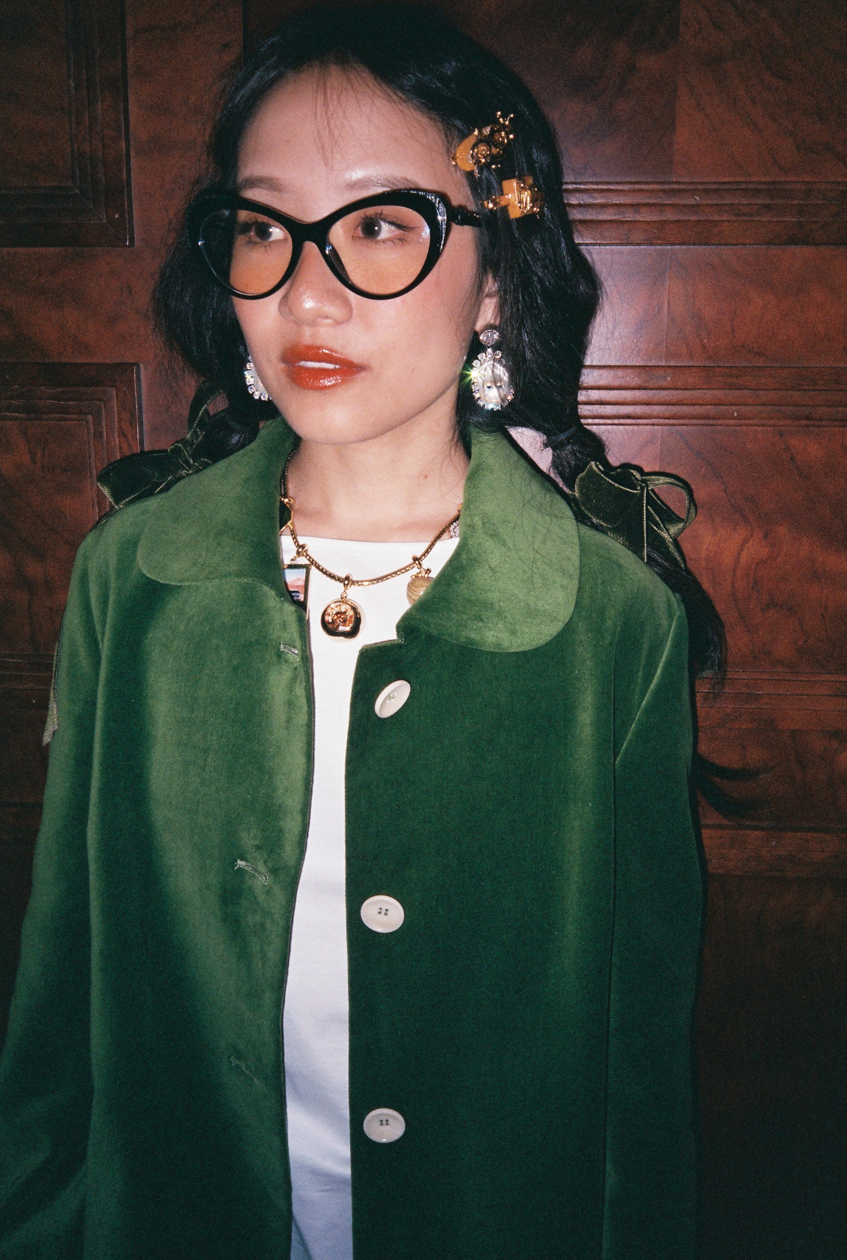 Peter Pan Collar Coat - Green