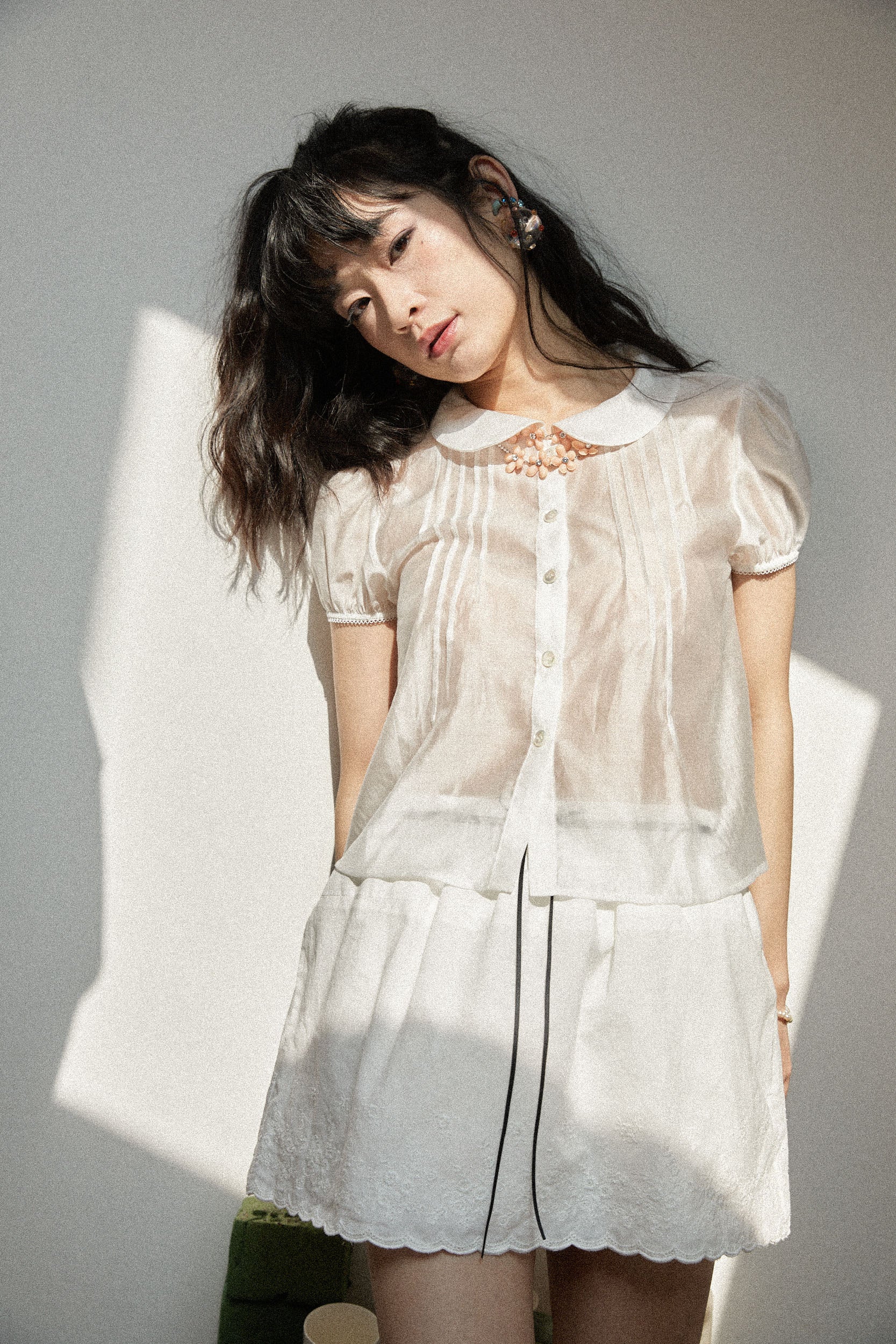 Puff Sleeve Shirt-White
