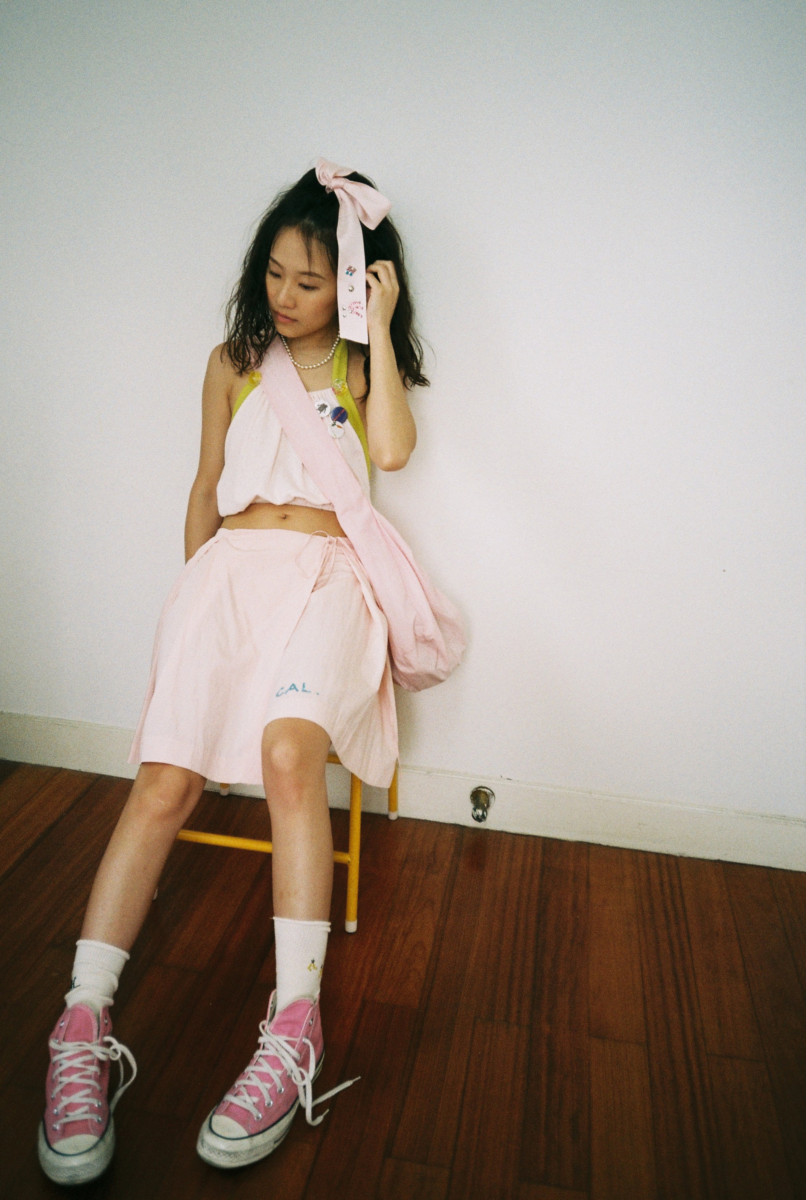 Halter Neck Top-Pink & Green