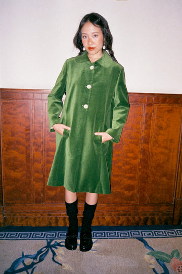Peter Pan Collar Coat - Green