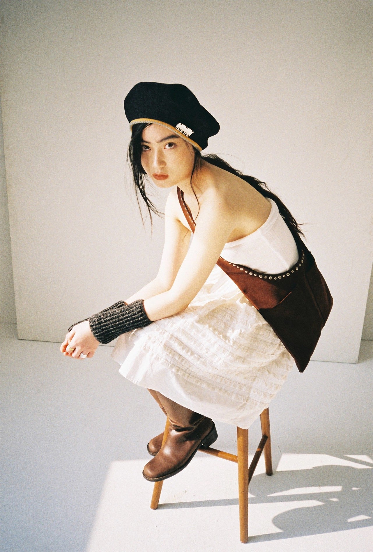 Ruffle Puff Skirt-Beige