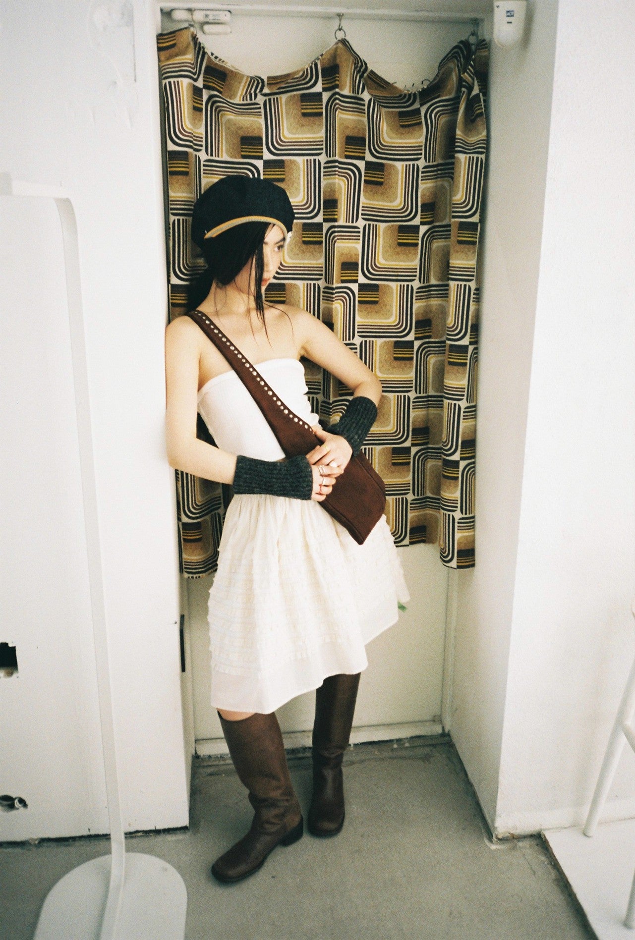 Ruffle Puff Skirt-Beige