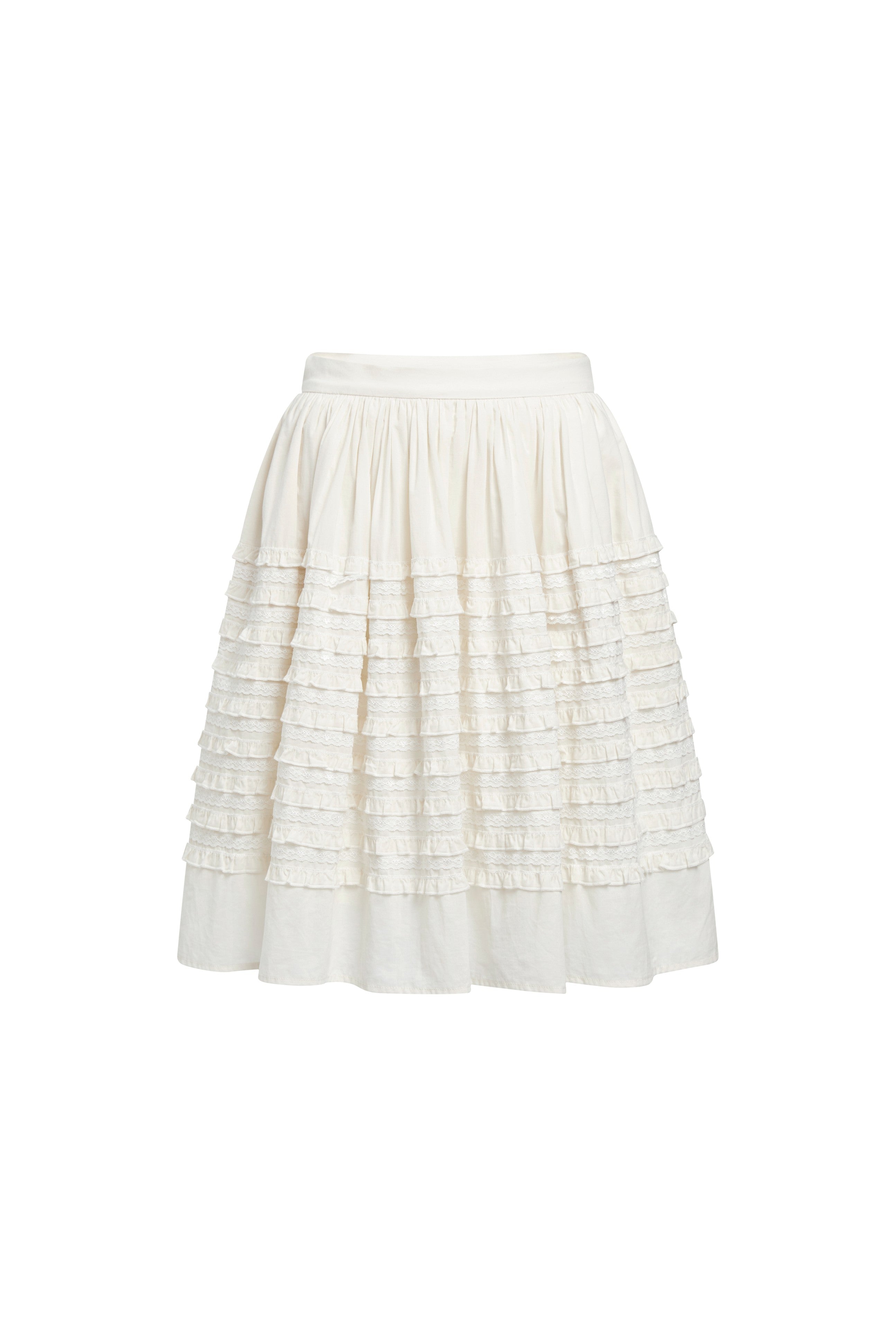 Ruffle Puff Skirt-Beige