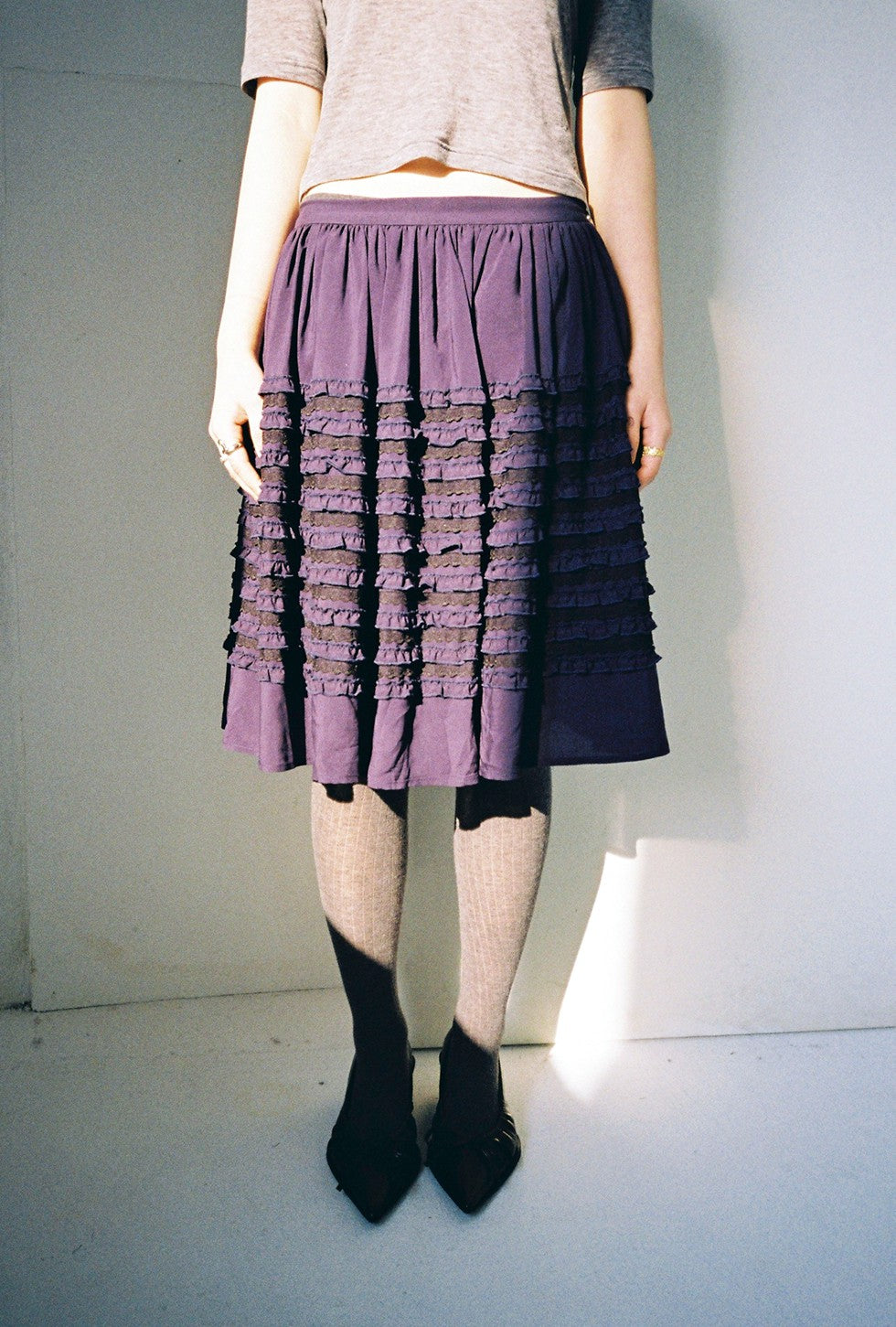 Ruffle Puff Skirt-Navy