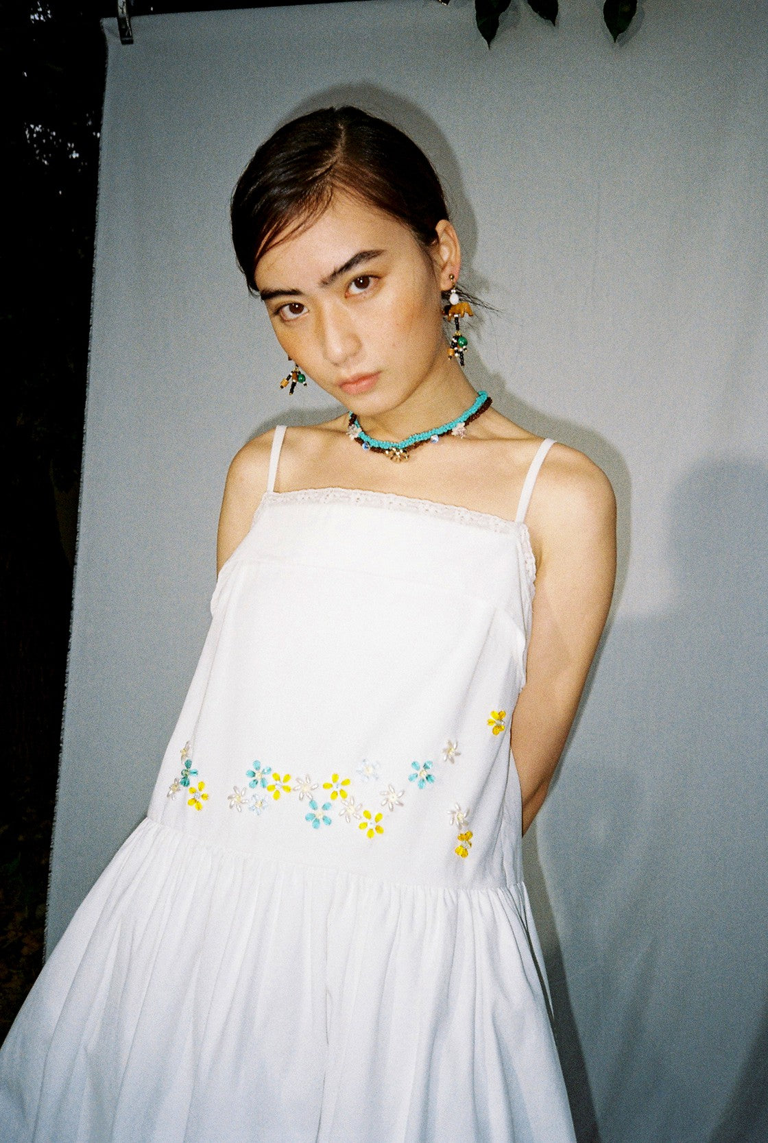 Embellished Camisole Dress-White