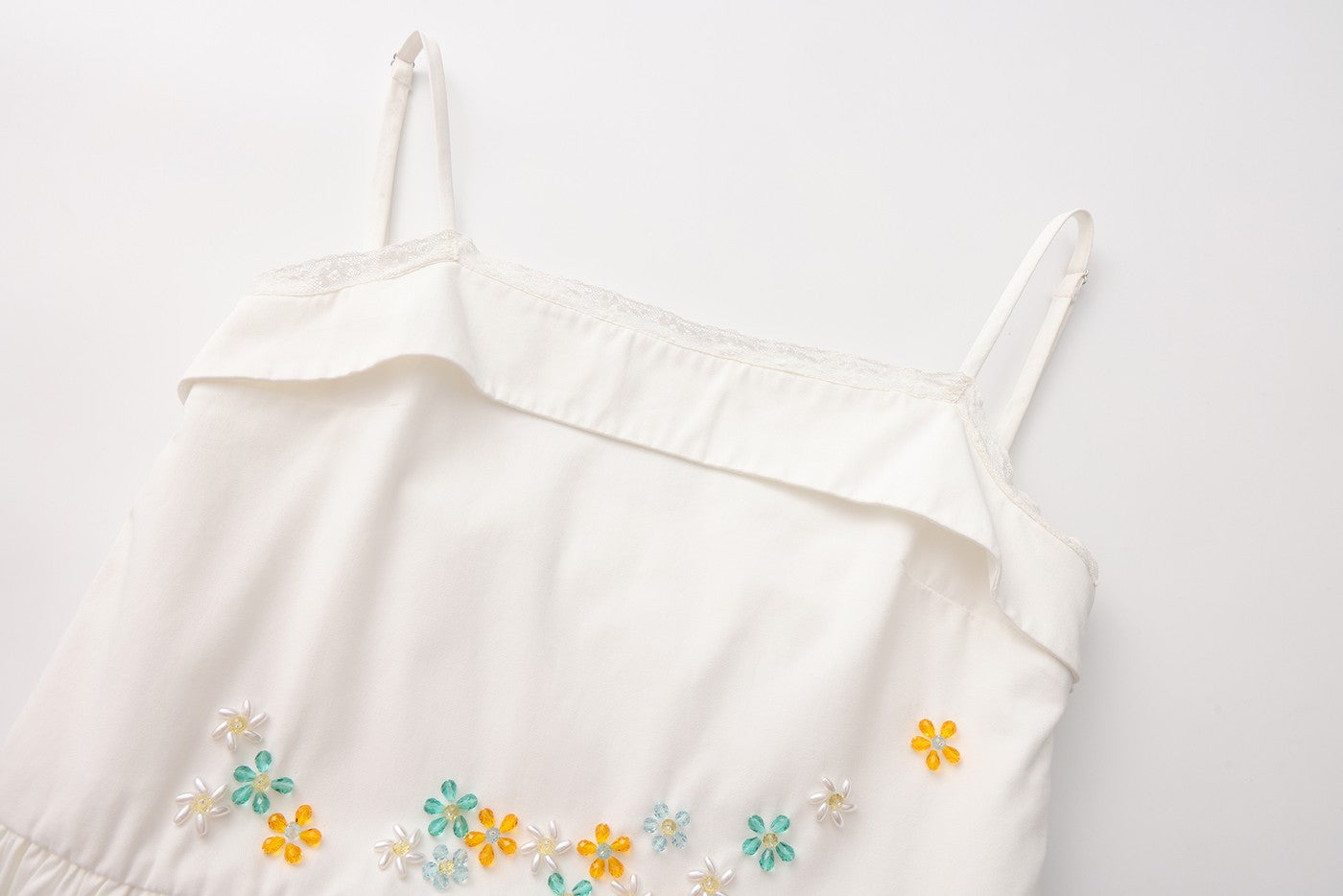 Embellished Camisole Dress-White