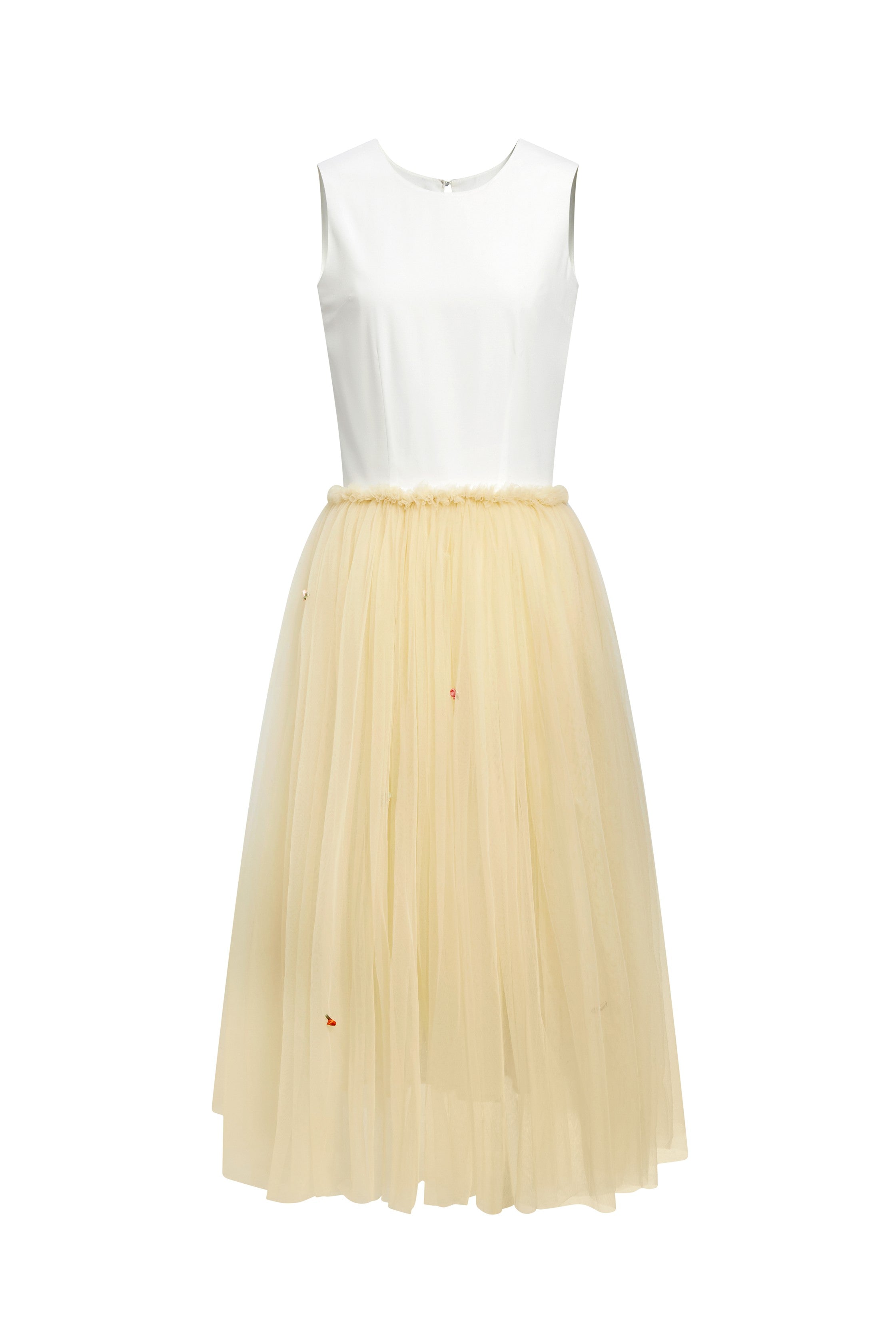 Floral Tulle Dress-White