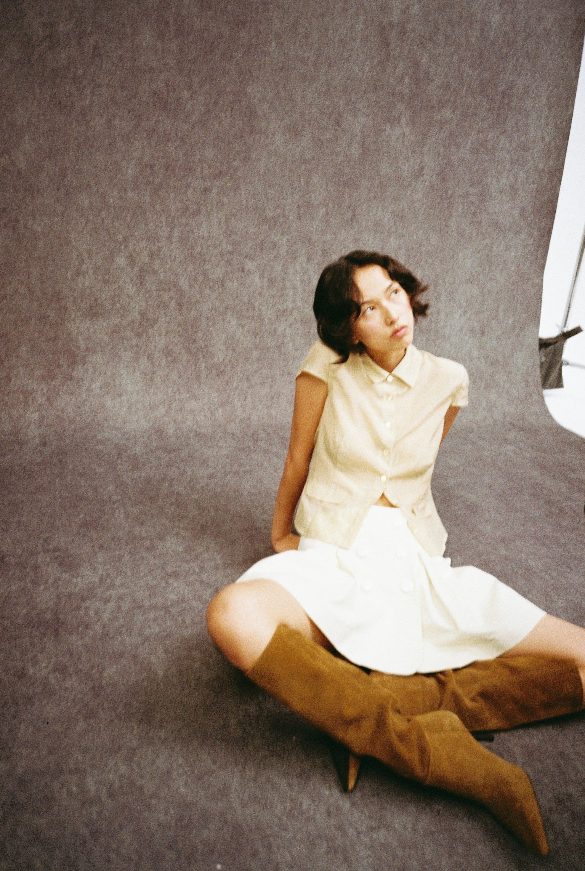 Pinch Pleated Skirt-Butter