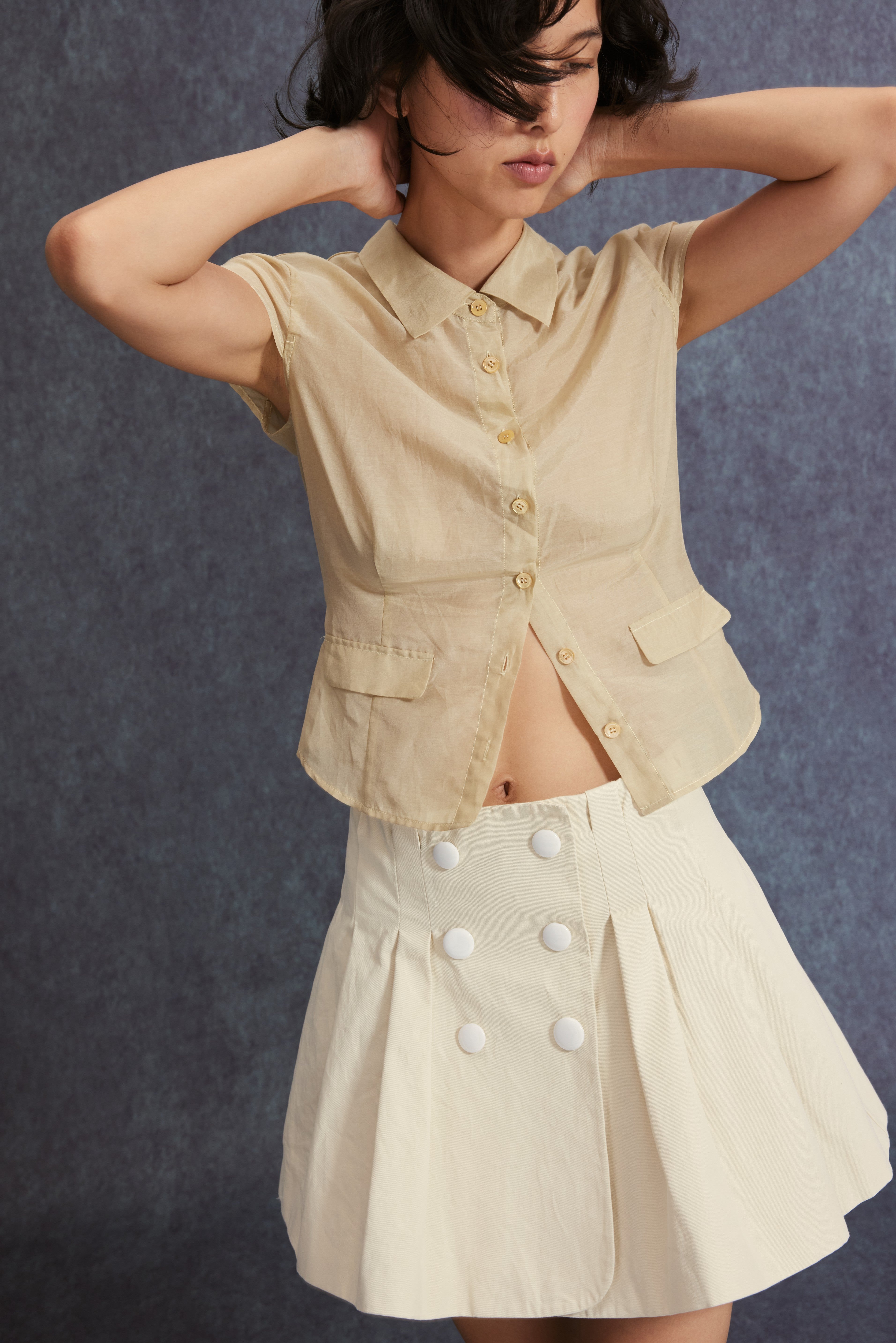 Pinch Pleated Skirt-Butter