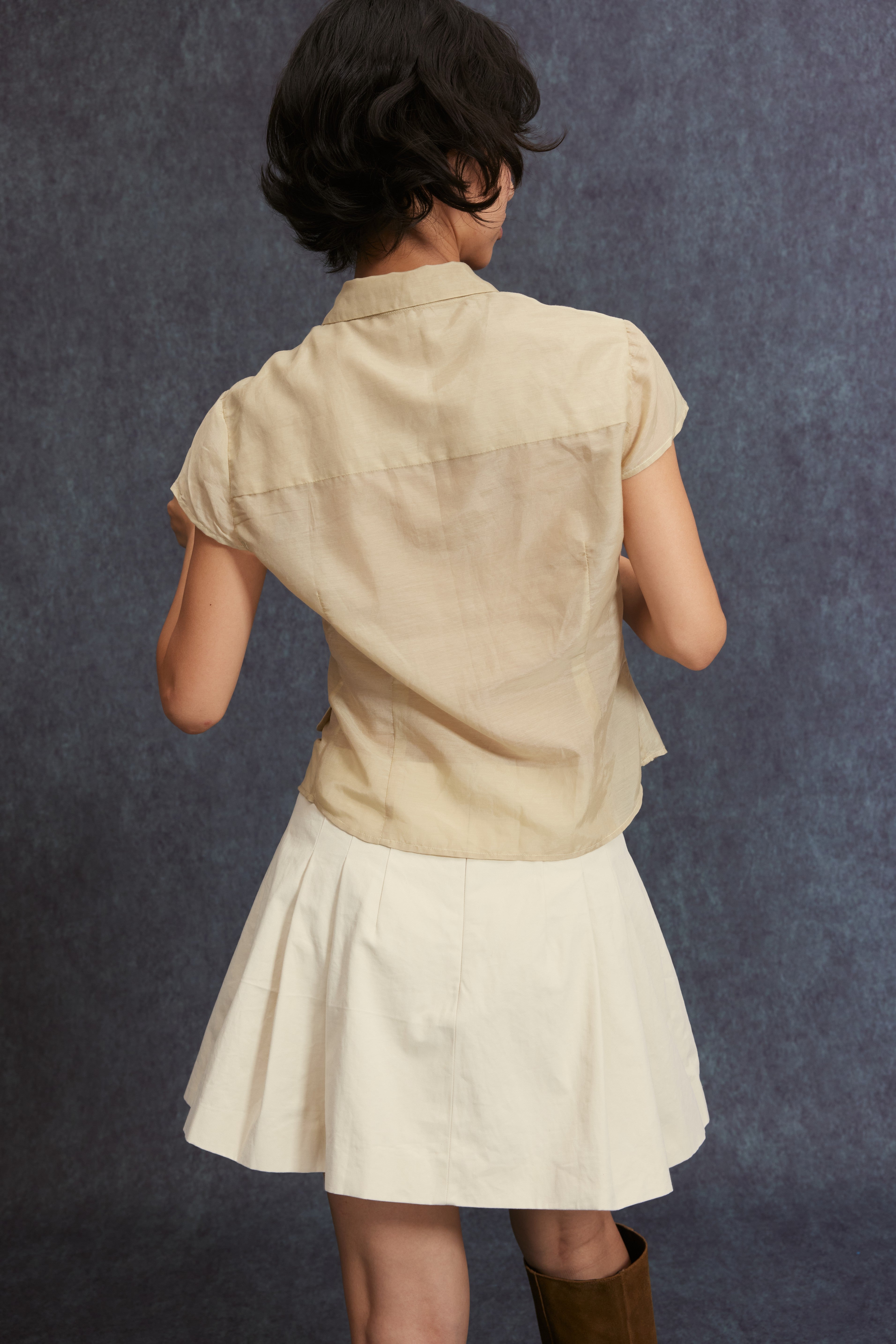Pinch Pleated Skirt-Butter