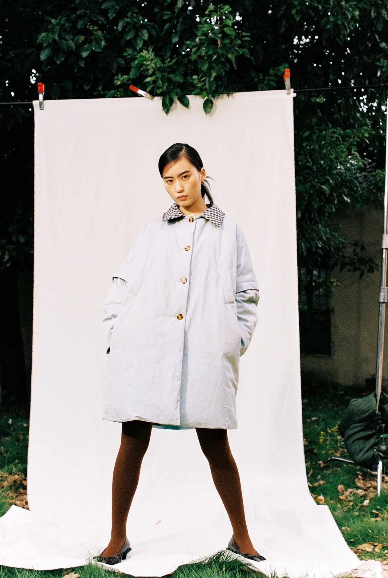 Faux-fur Collar Down Jacket-Blue