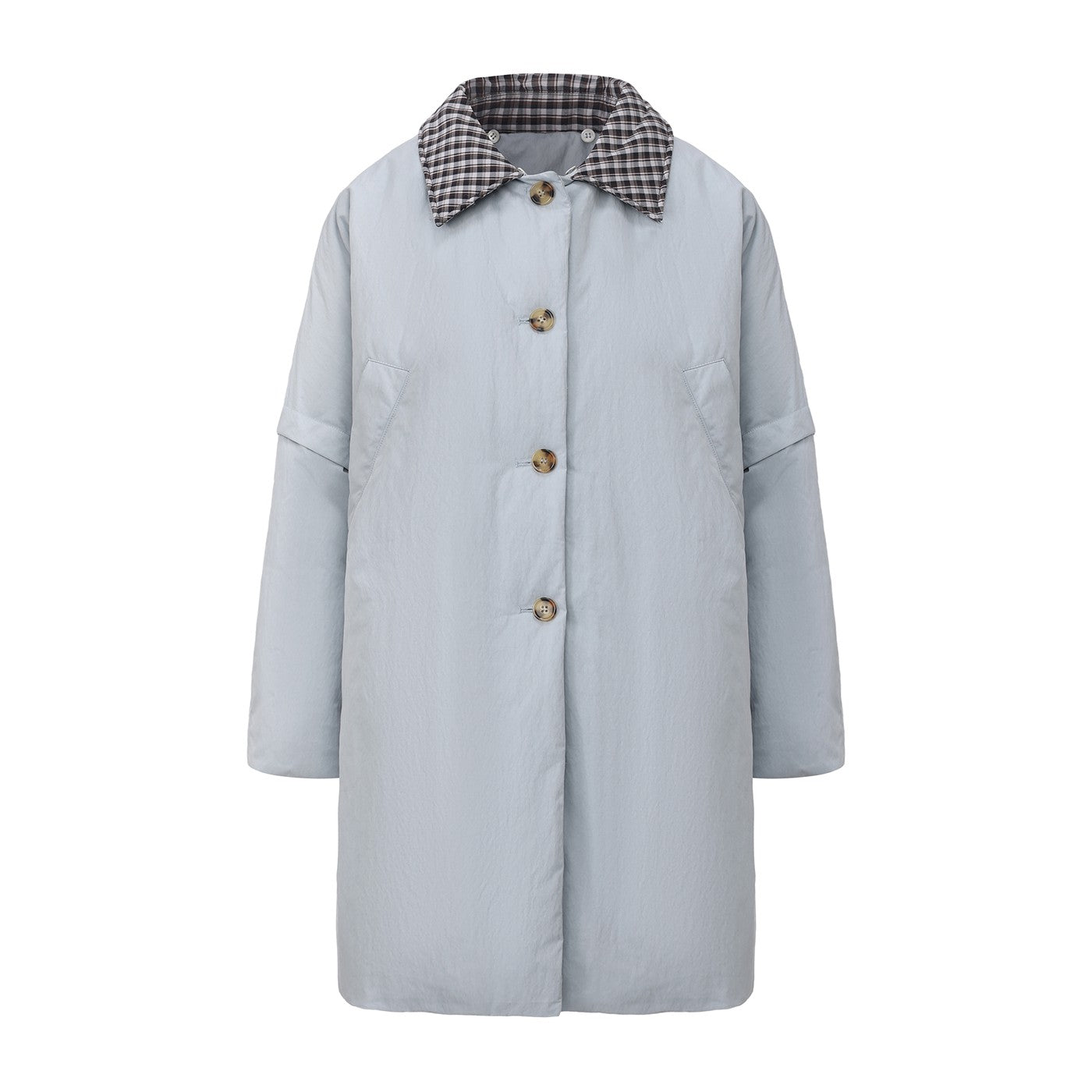 Faux-fur Collar Down Jacket-Blue
