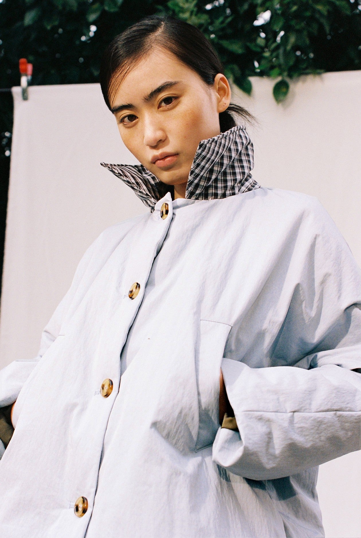 Faux-fur Collar Down Jacket-Blue