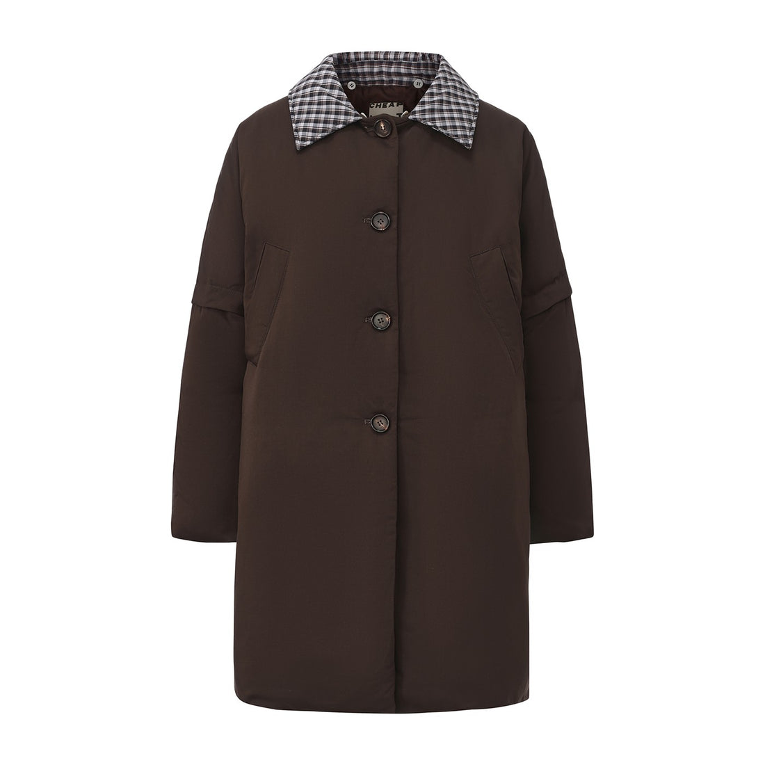 Faux-fur Collar Down Jacket-Brown