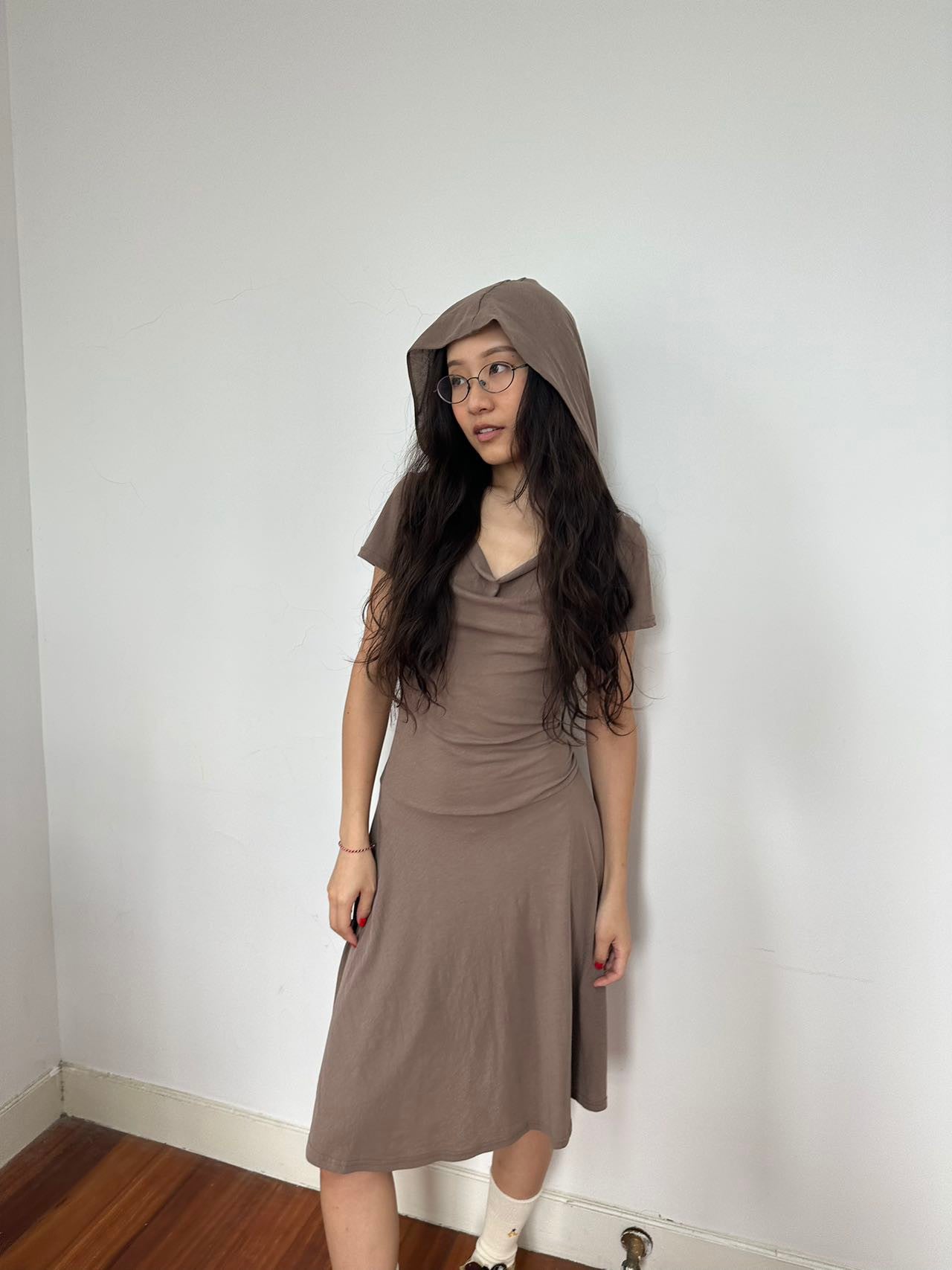 Off-Sholder Hood Dress