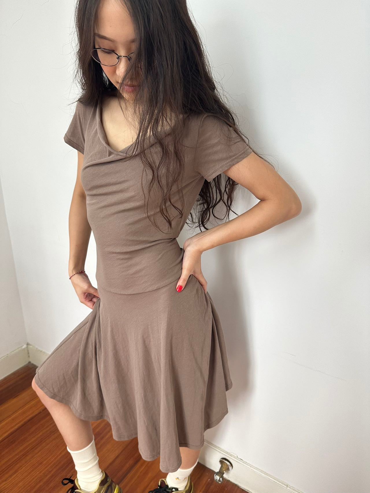 Off-Sholder Hood Dress