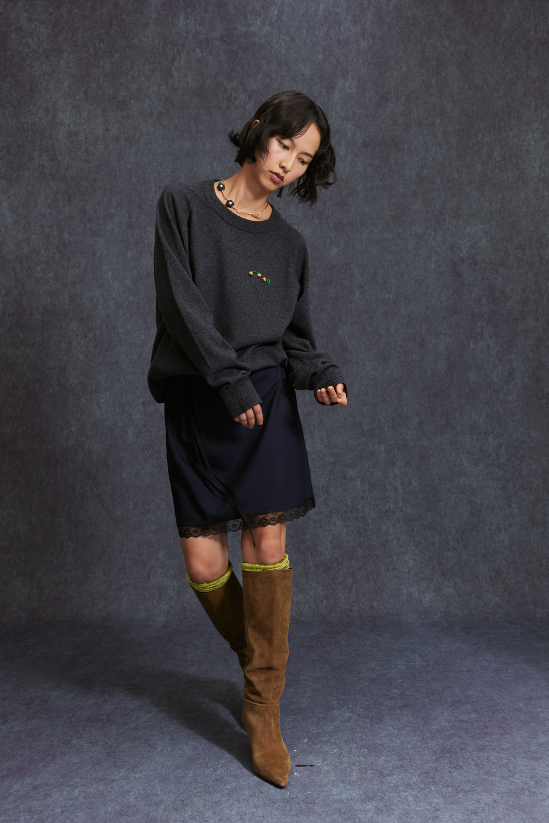 Lace Drawstring Short Skirt