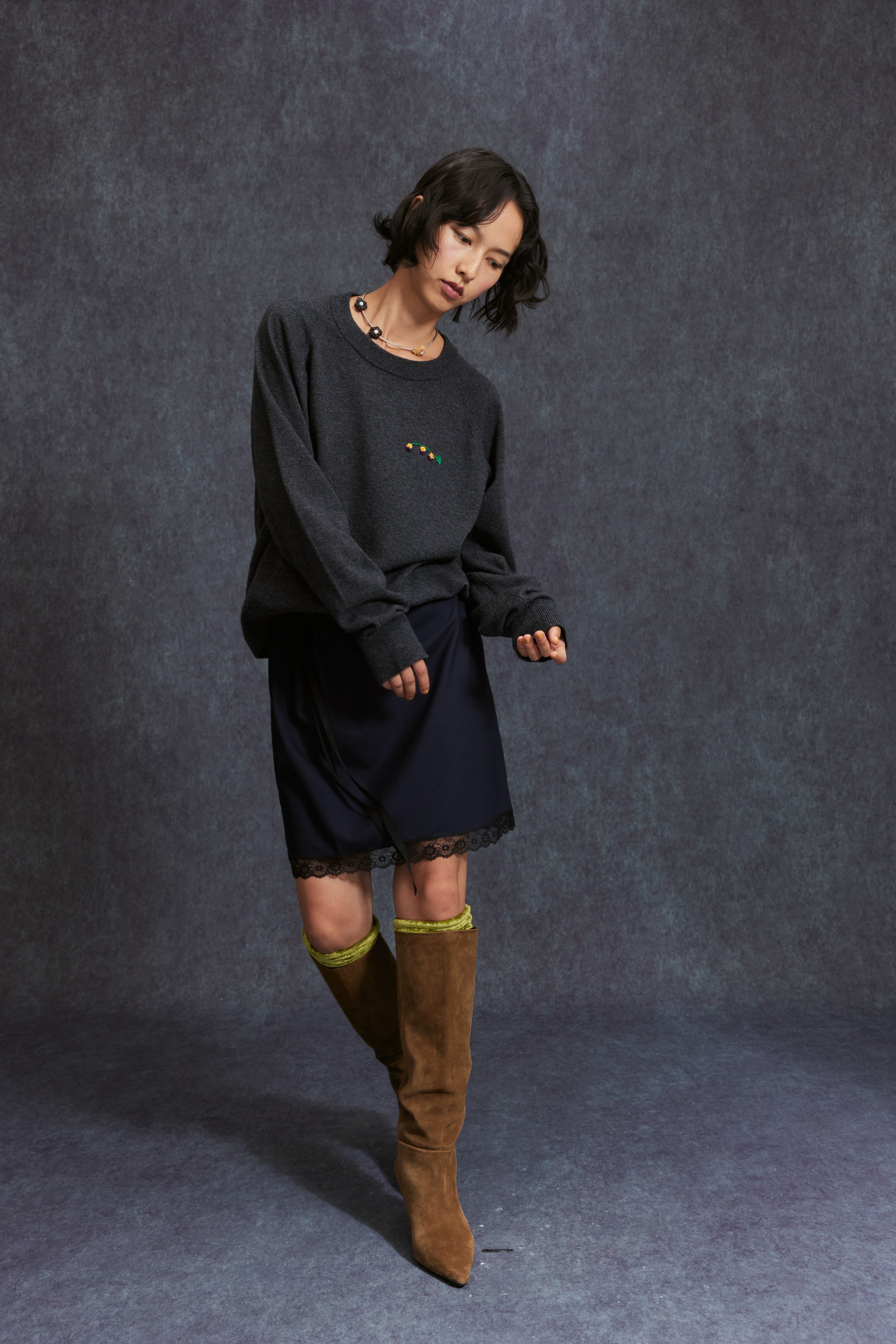 Lace Drawstring Short Skirt