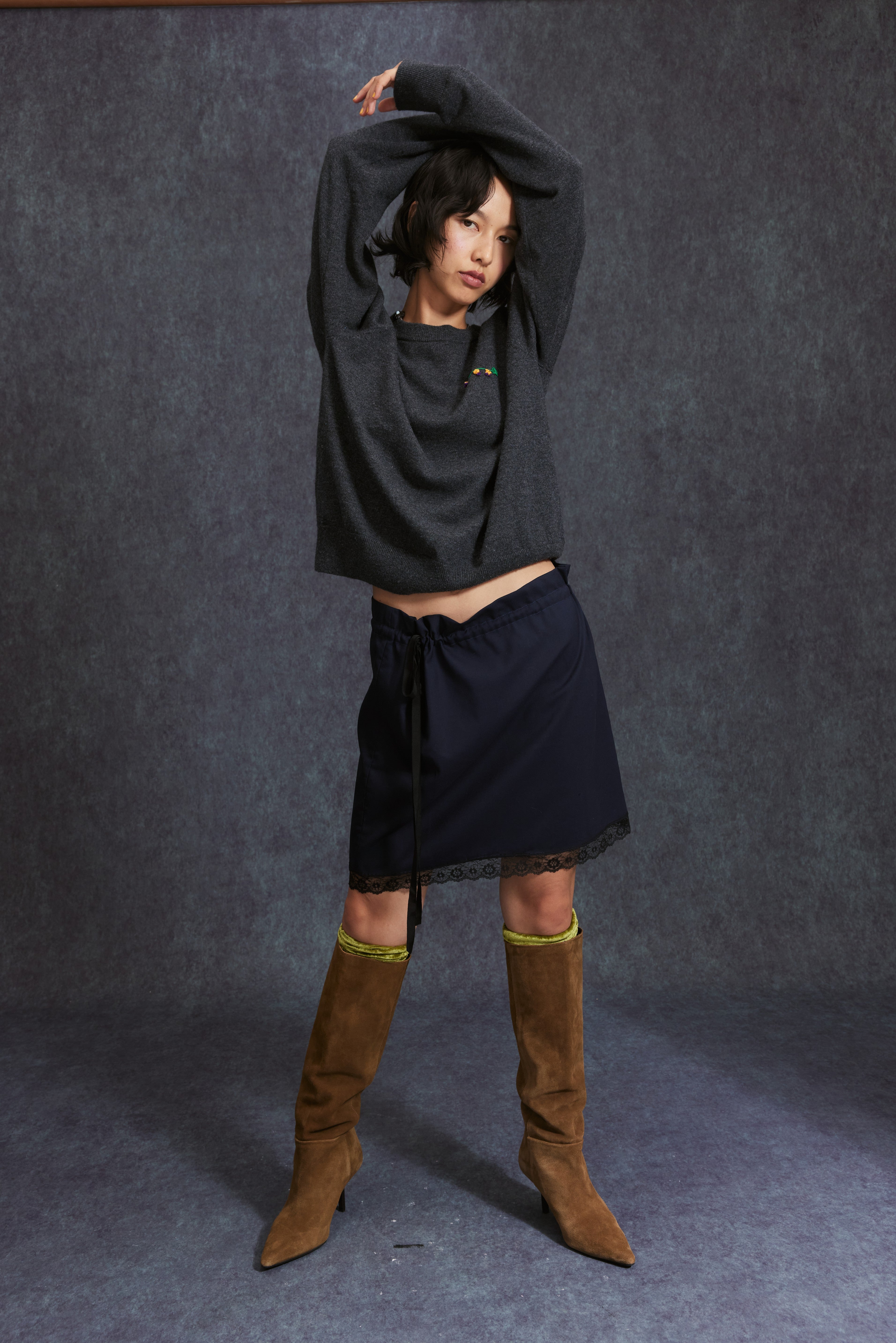 Lace Drawstring Short Skirt