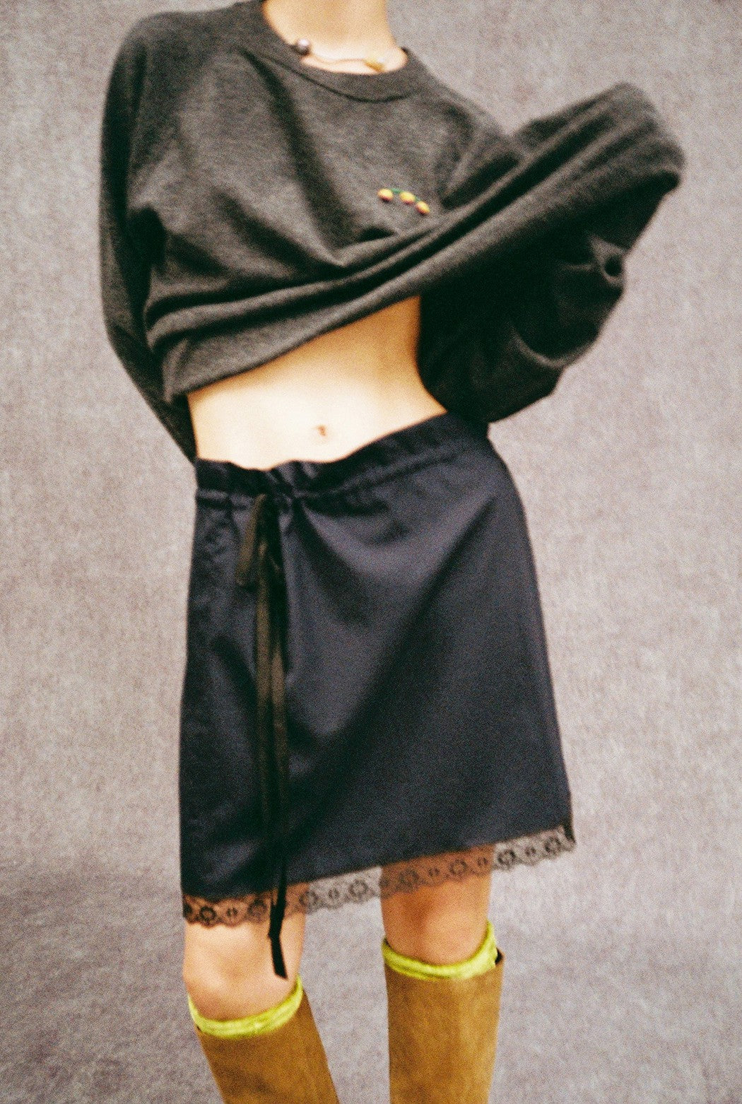 Lace Drawstring Short Skirt