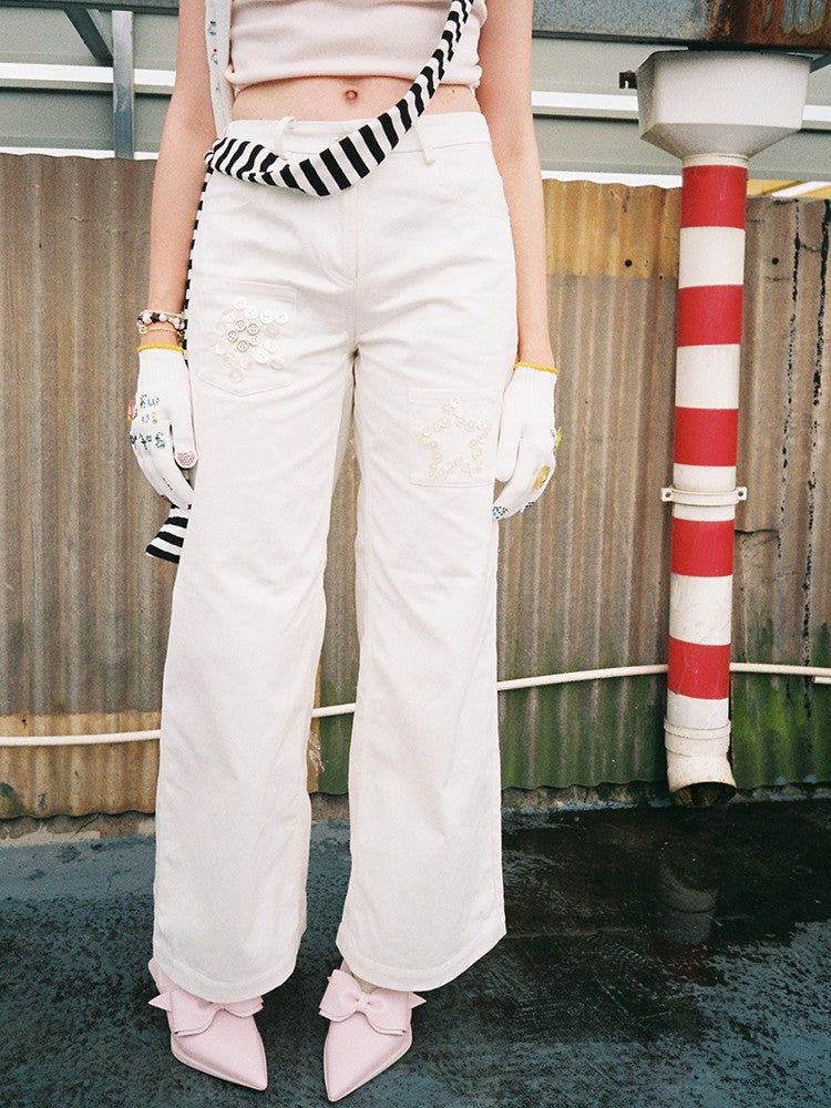 Star Fish Denim Jeans - White