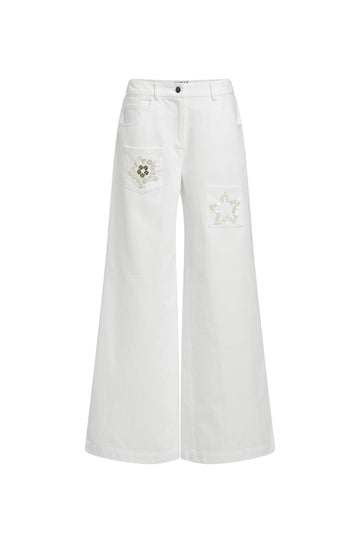 Star Fish Denim Jeans - White