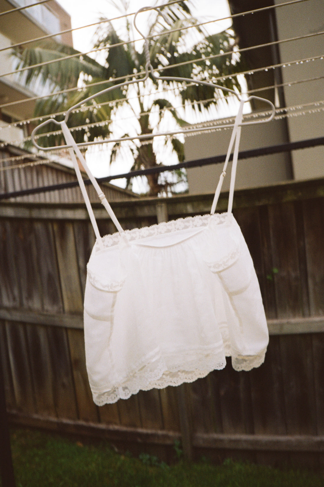 White Pintuck Lace Cami