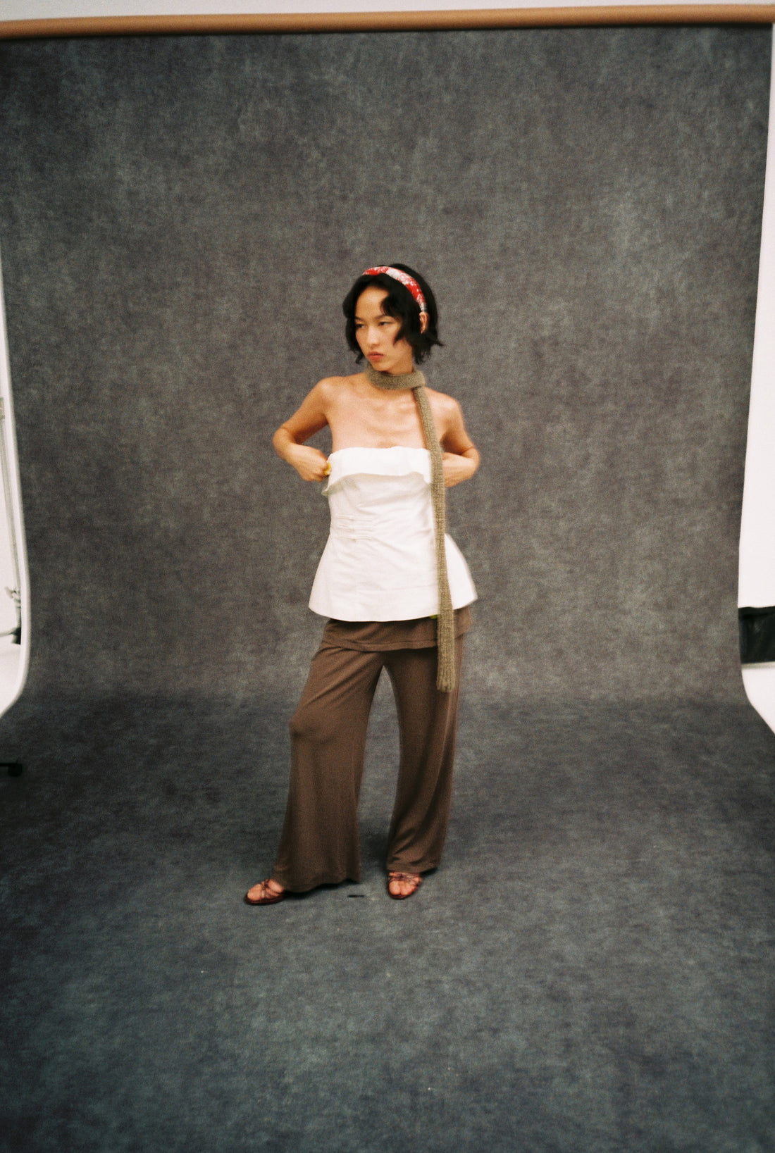 Elastic Wide Leg Trousers-Grey