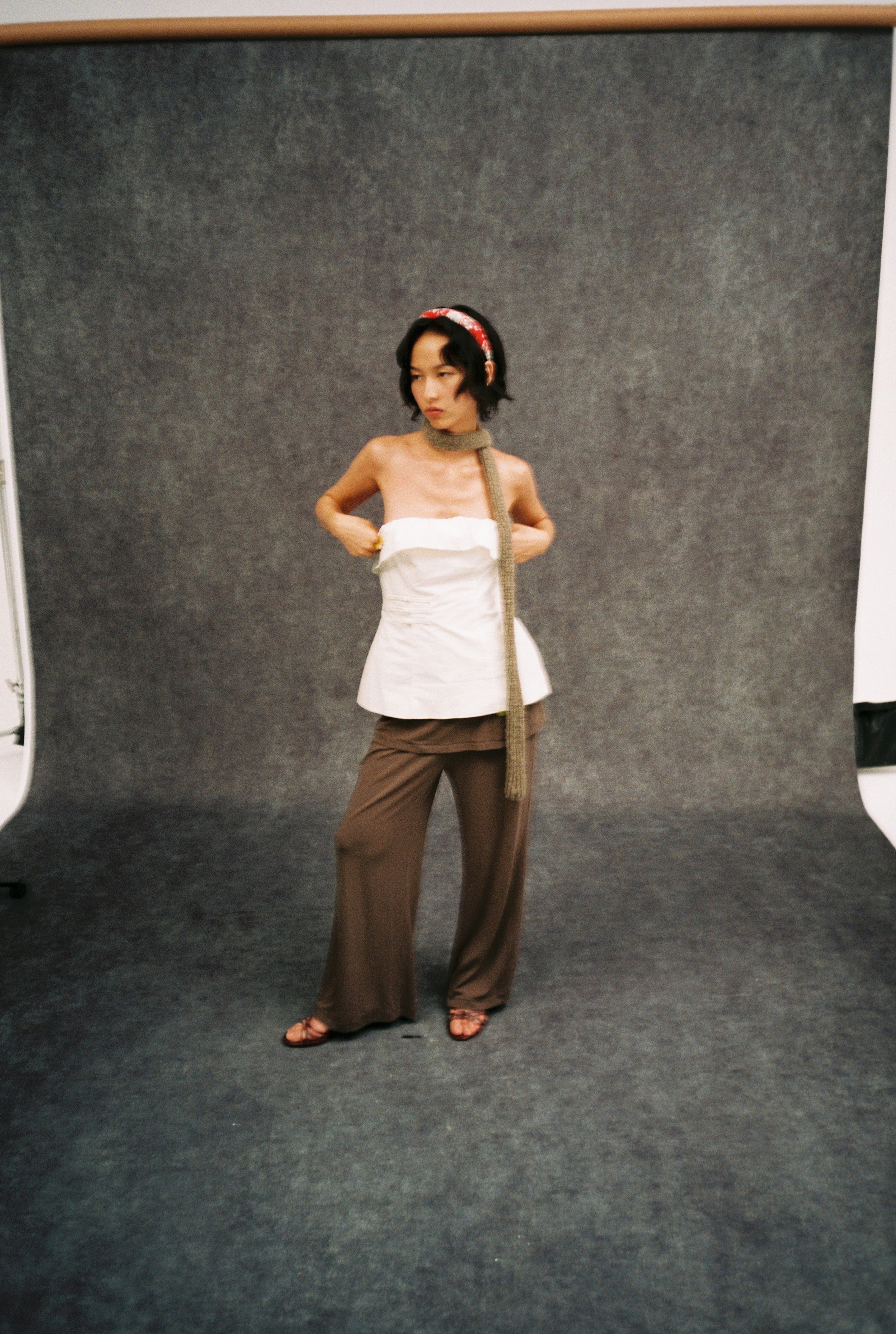 Elastic Wide Leg Trousers-Grey