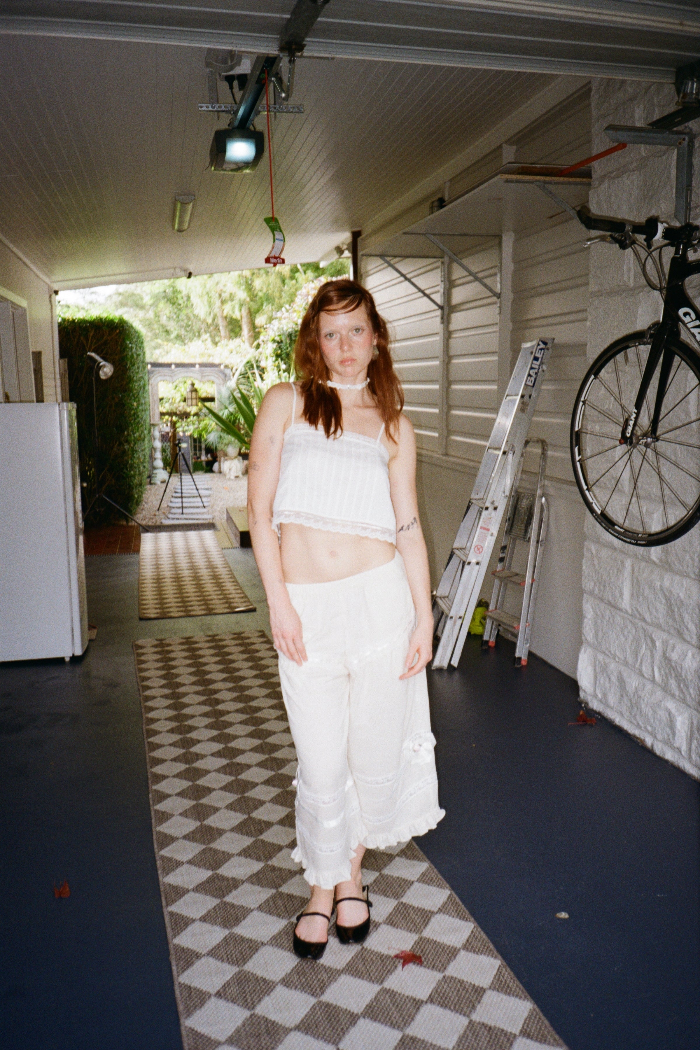 White Pintuck Lace Cami