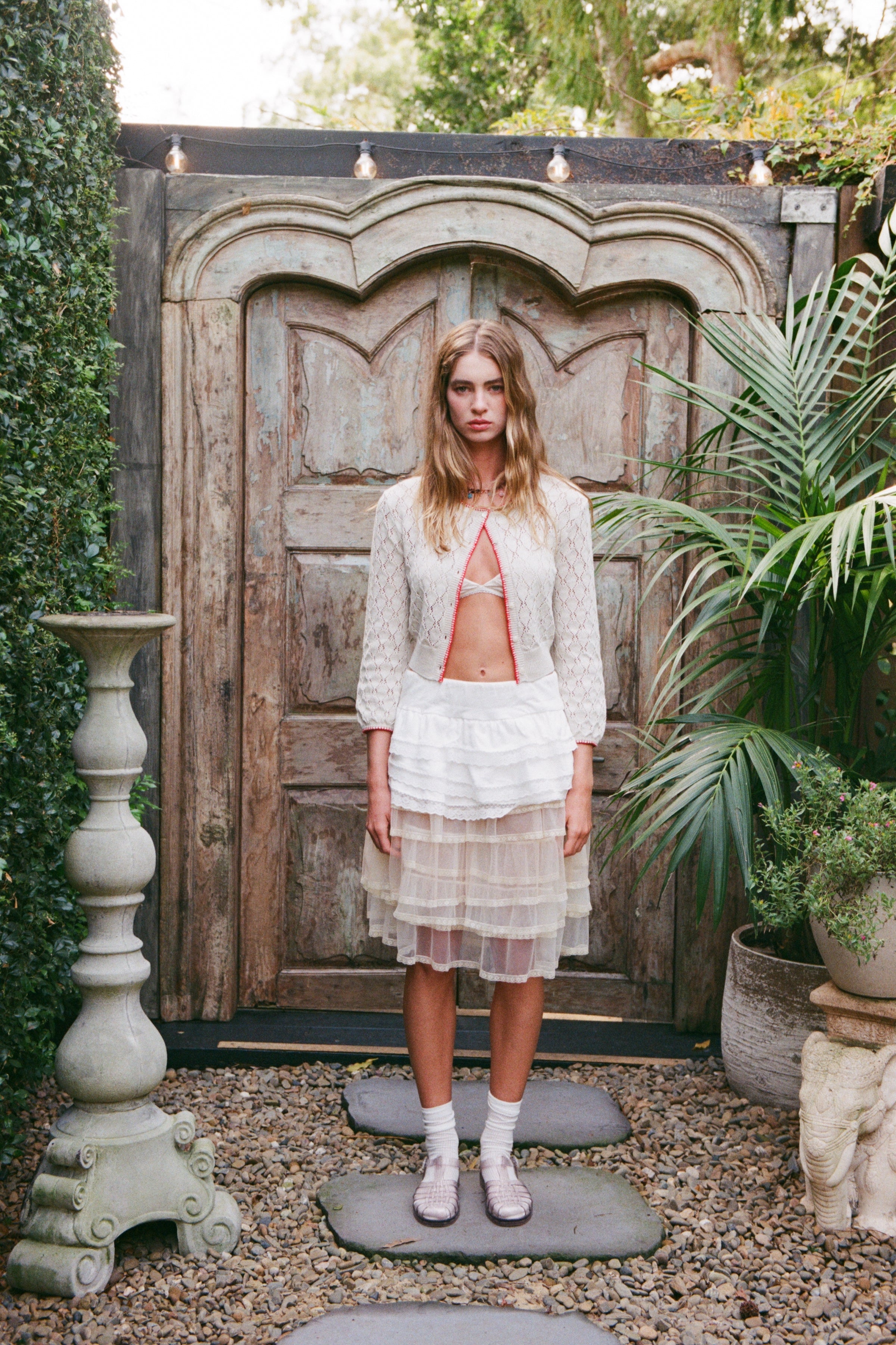 Beige Cropped Cardigan