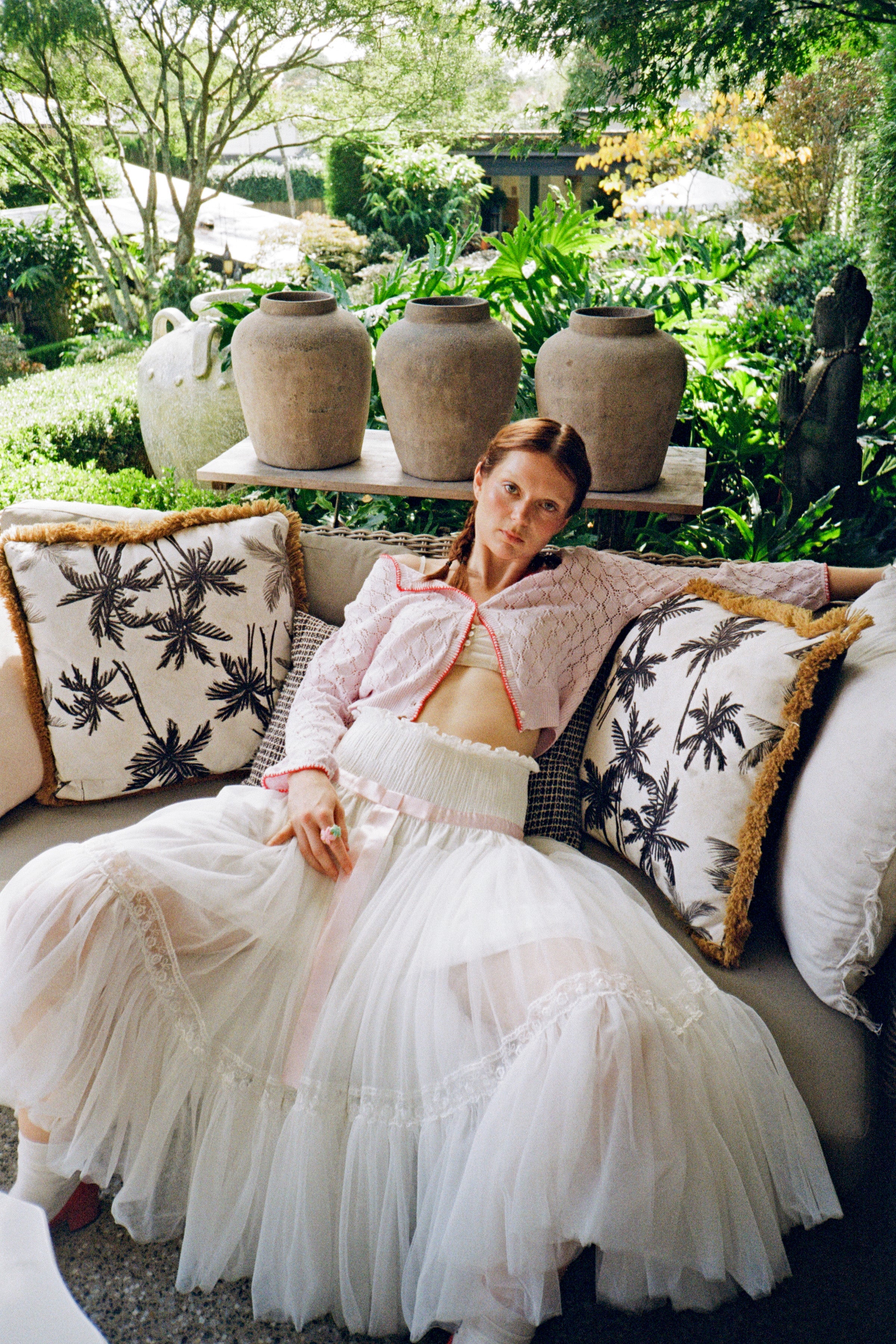 White Ribbon Tulle Skirt