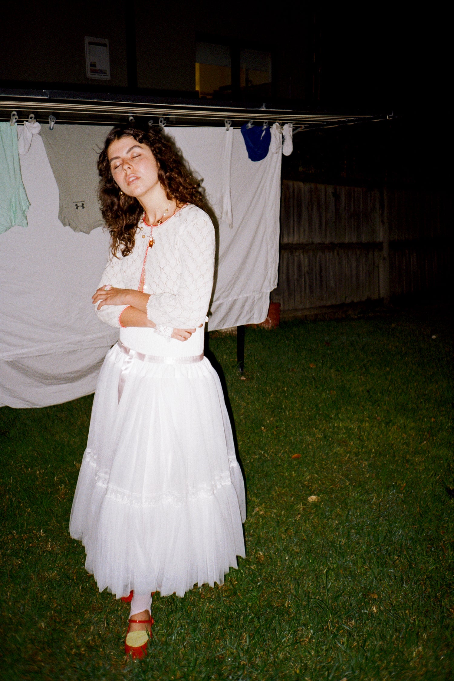 White Ribbon Tulle Skirt