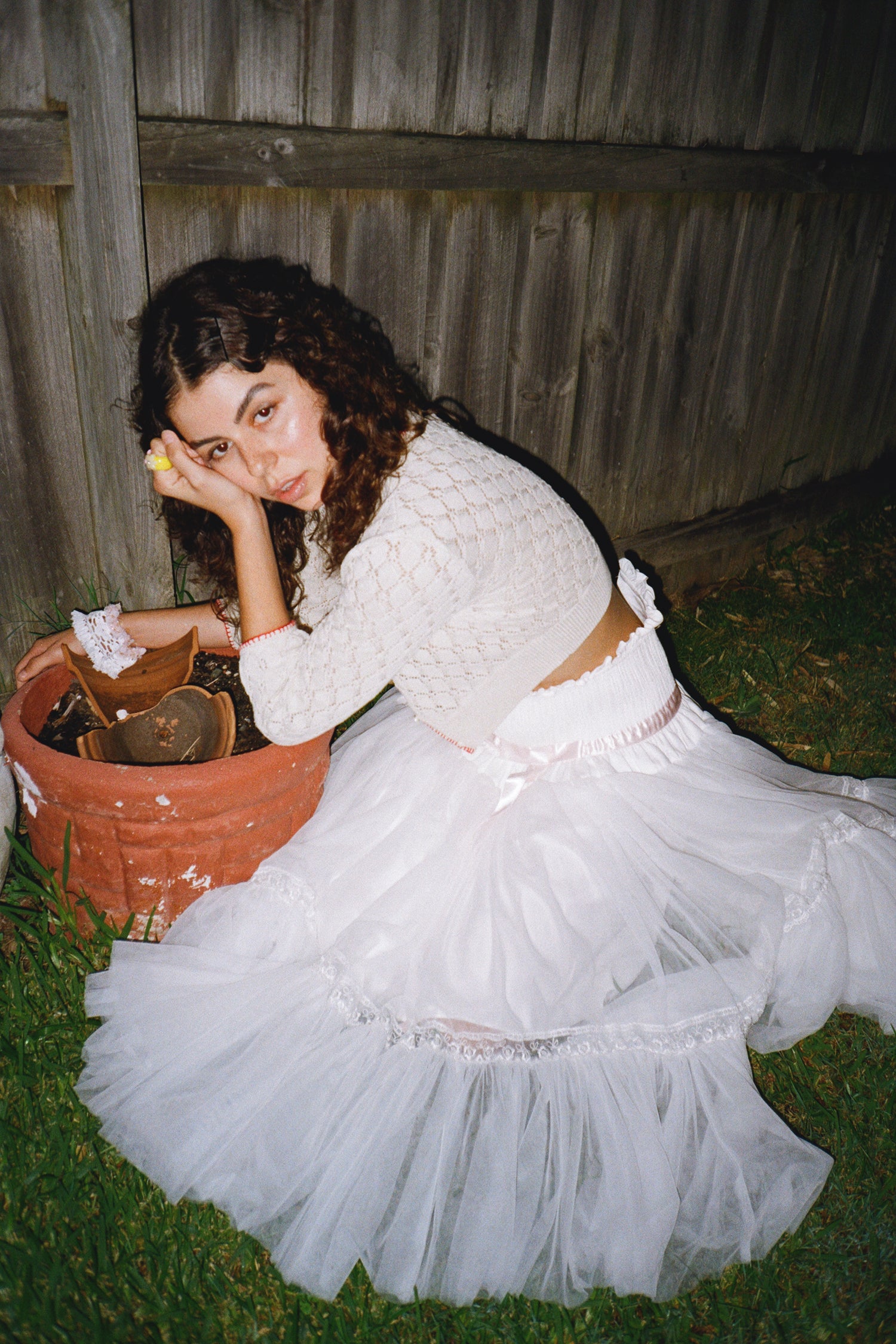 White Ribbon Tulle Skirt