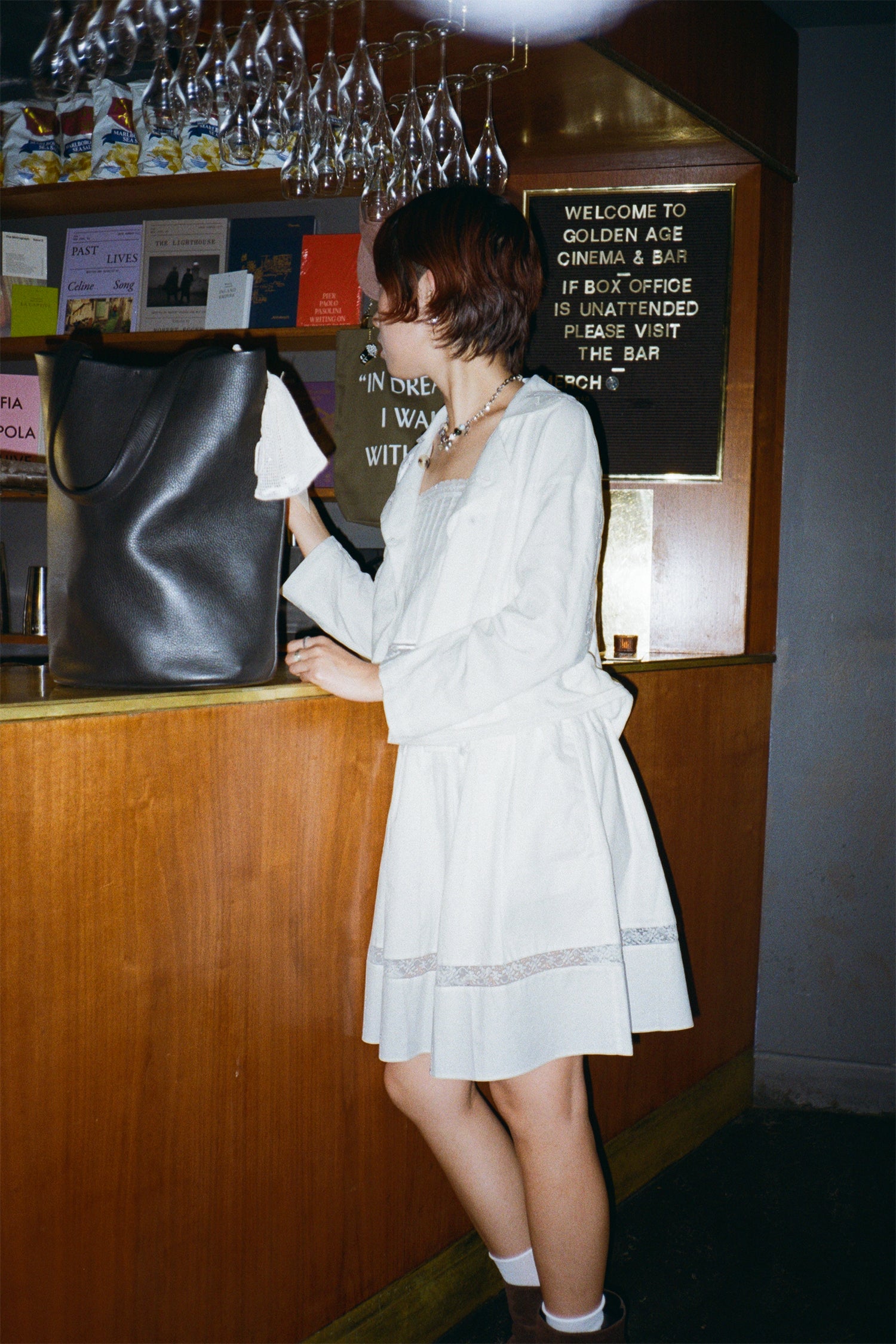 White Gathered Flare Skirt