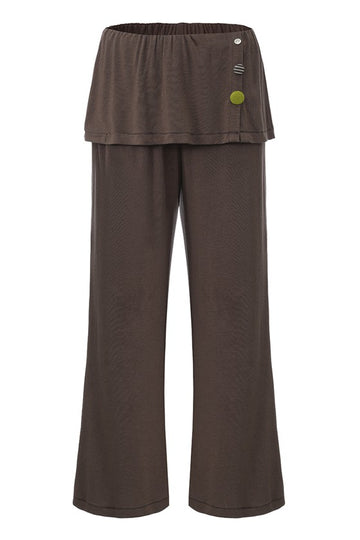 Elastic Wide Leg Trousers-Grey