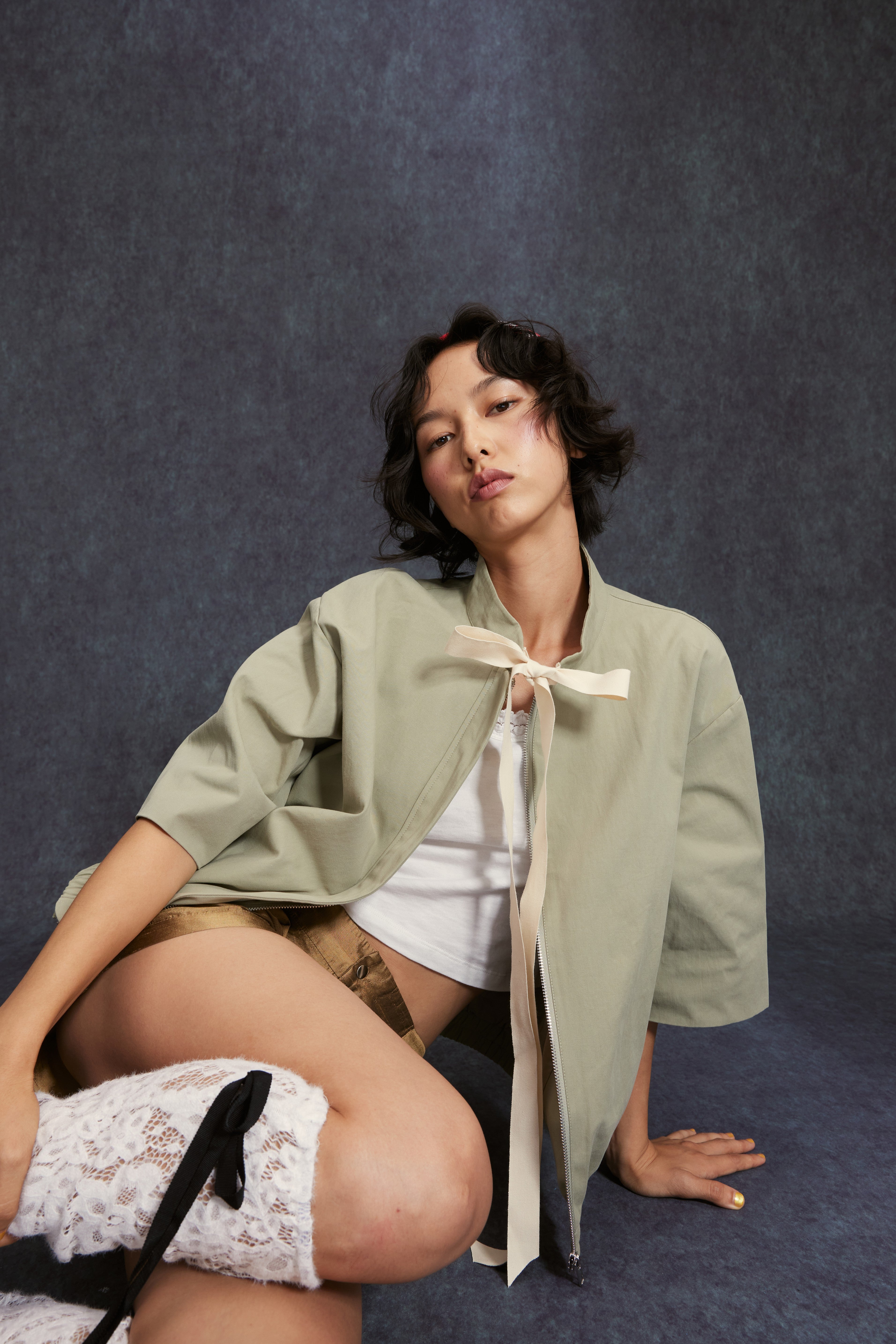 Zipper Jacket-Khaki Green