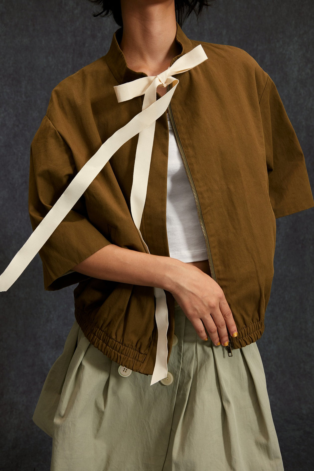 Zipper Jacket-Olive Green