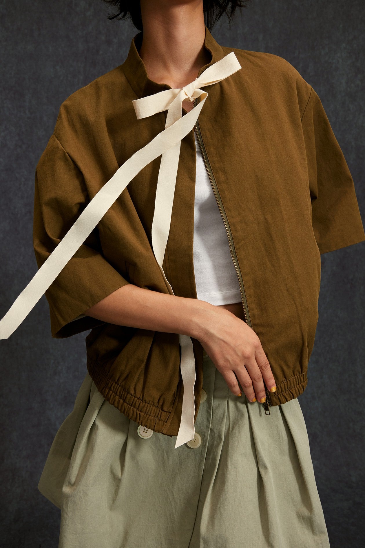 Zipper Jacket-Olive Green