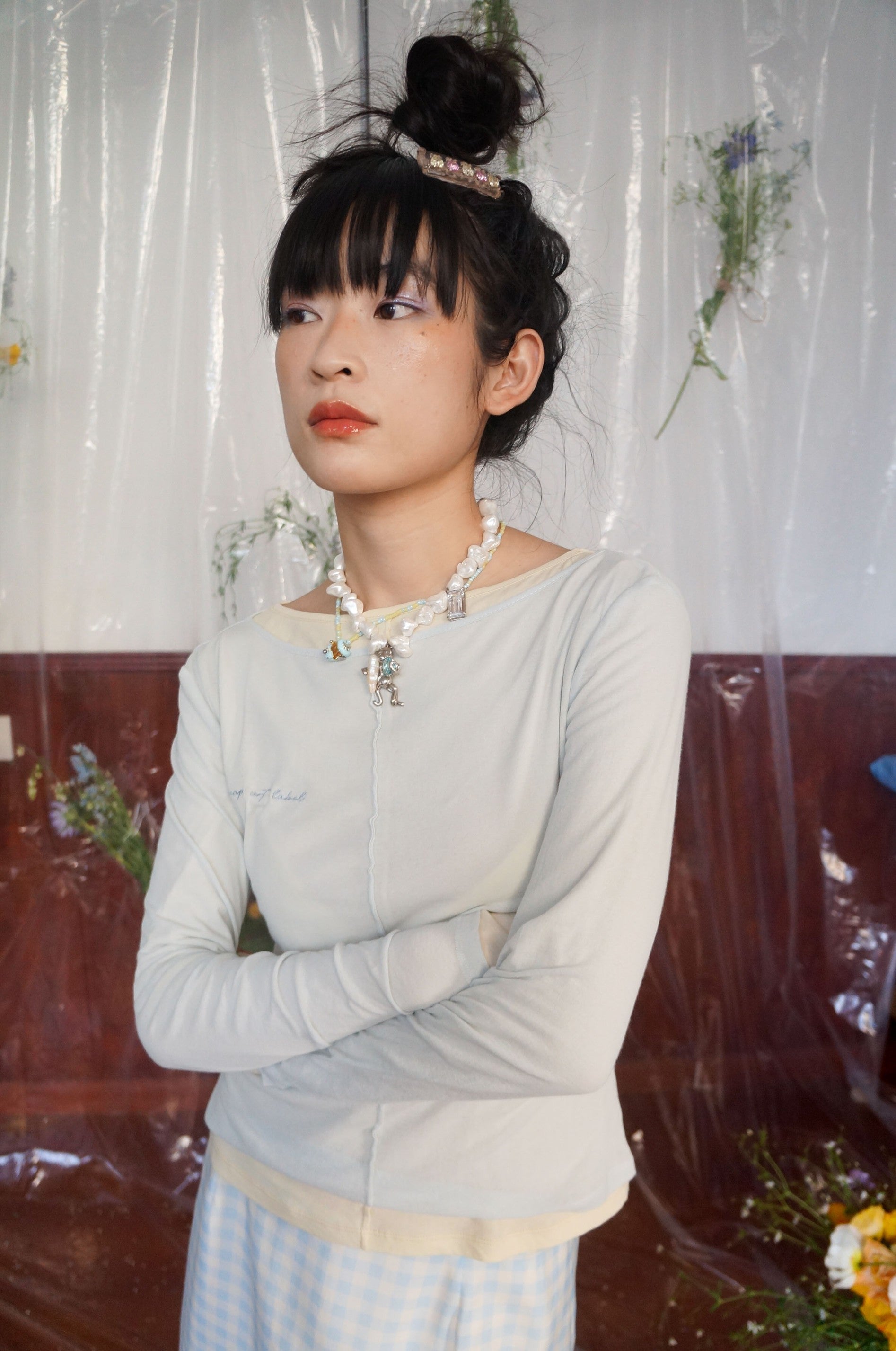 Boat Neck Top - Blue Gray