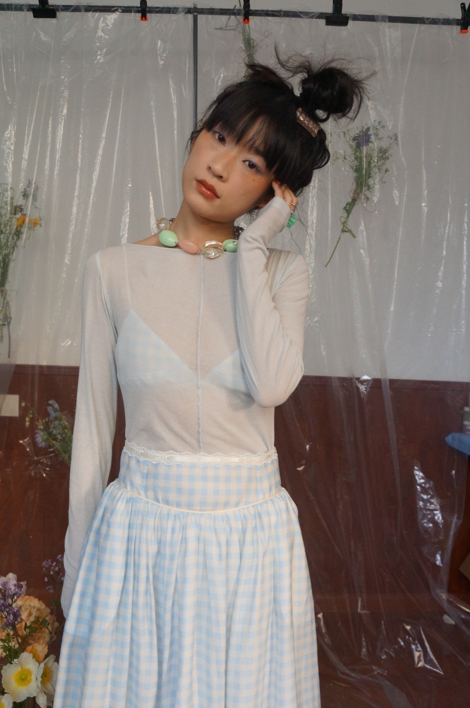 Boat Neck Top - Blue Gray