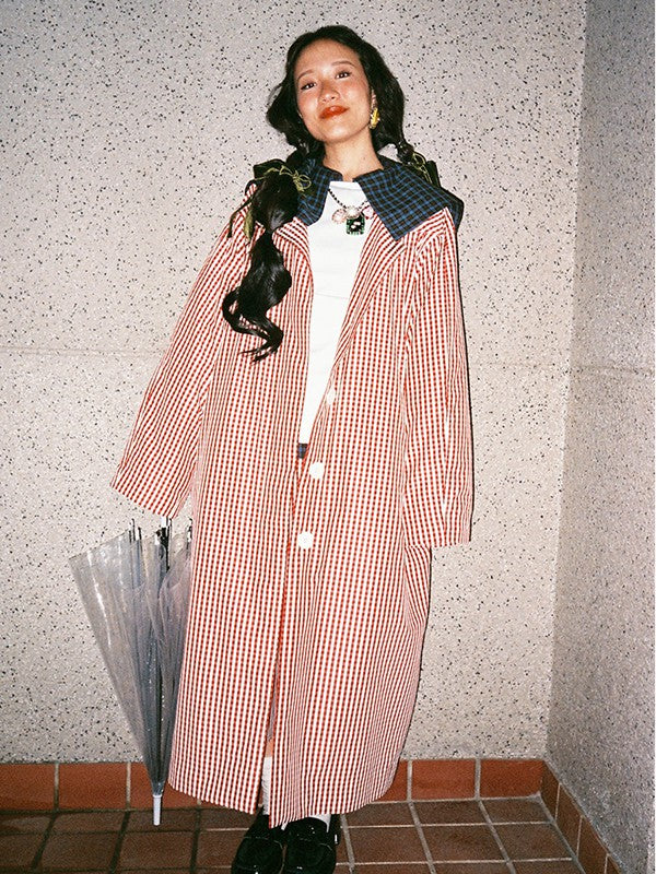 Quilted Coat-Red Gingham