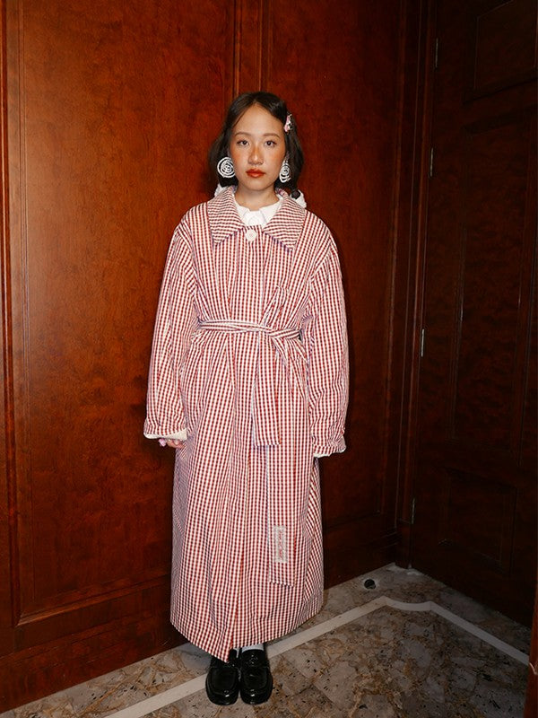 Quilted Coat-Red Gingham