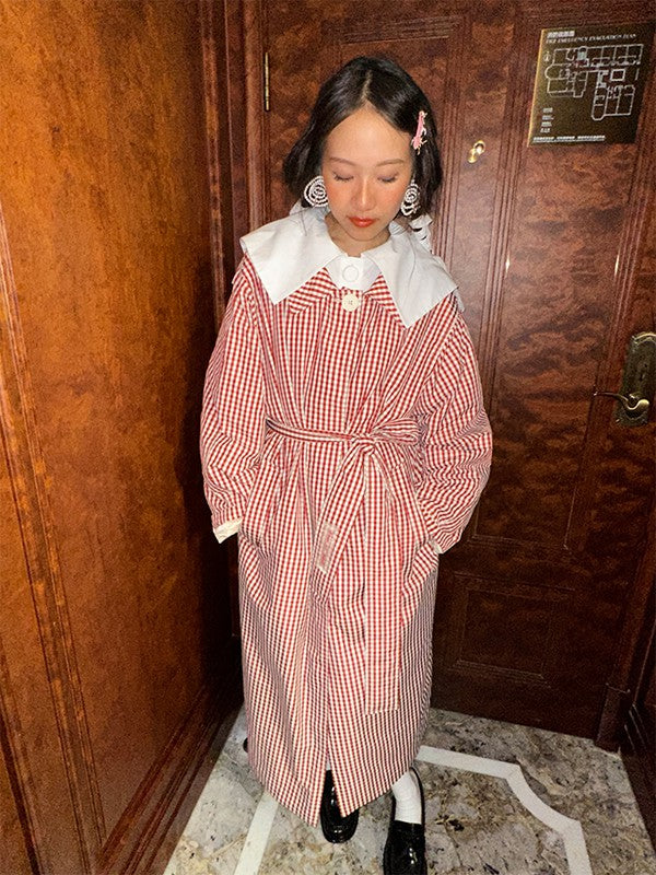 Quilted Coat-Red Gingham