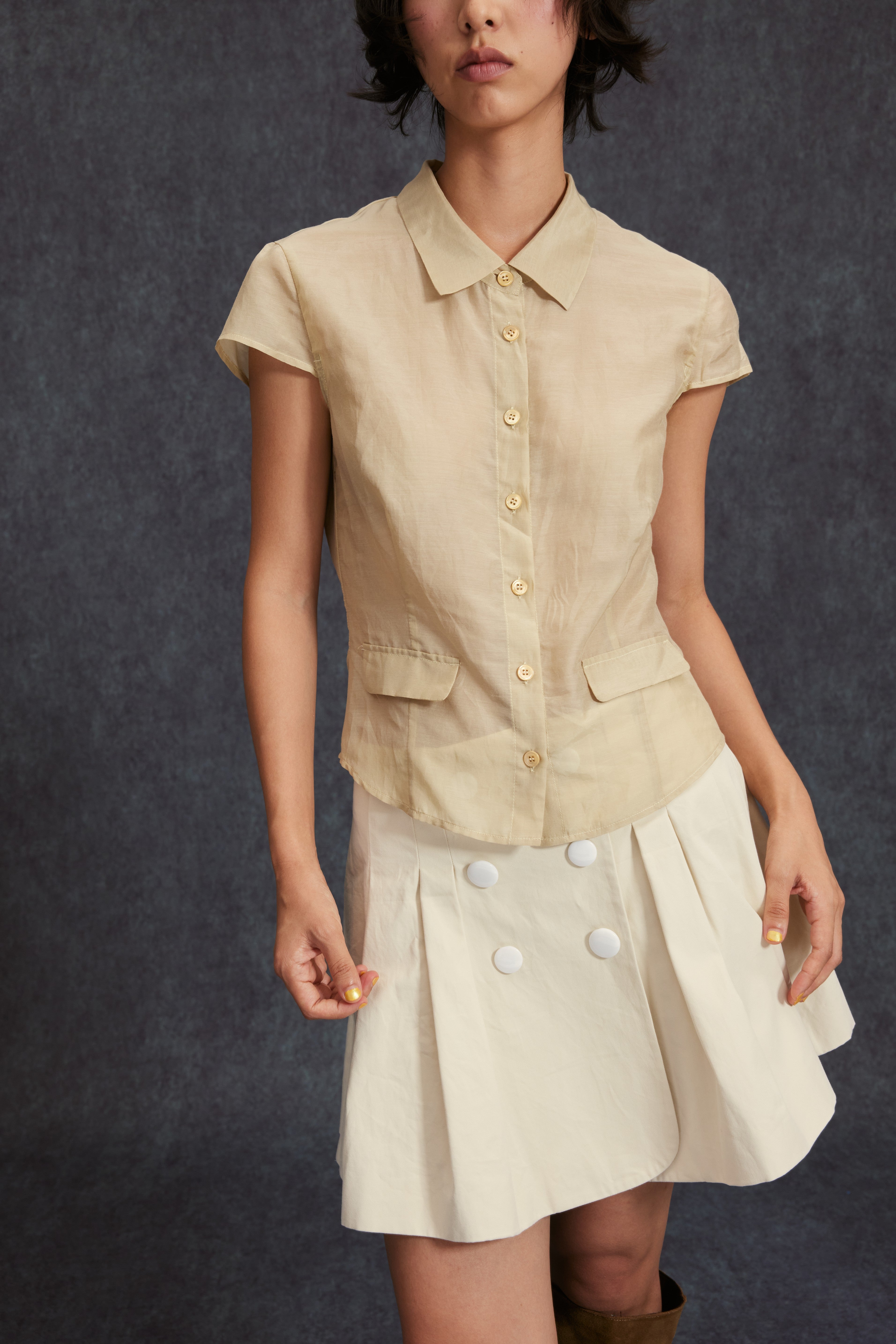 Short Sleeve Shirt-Beige